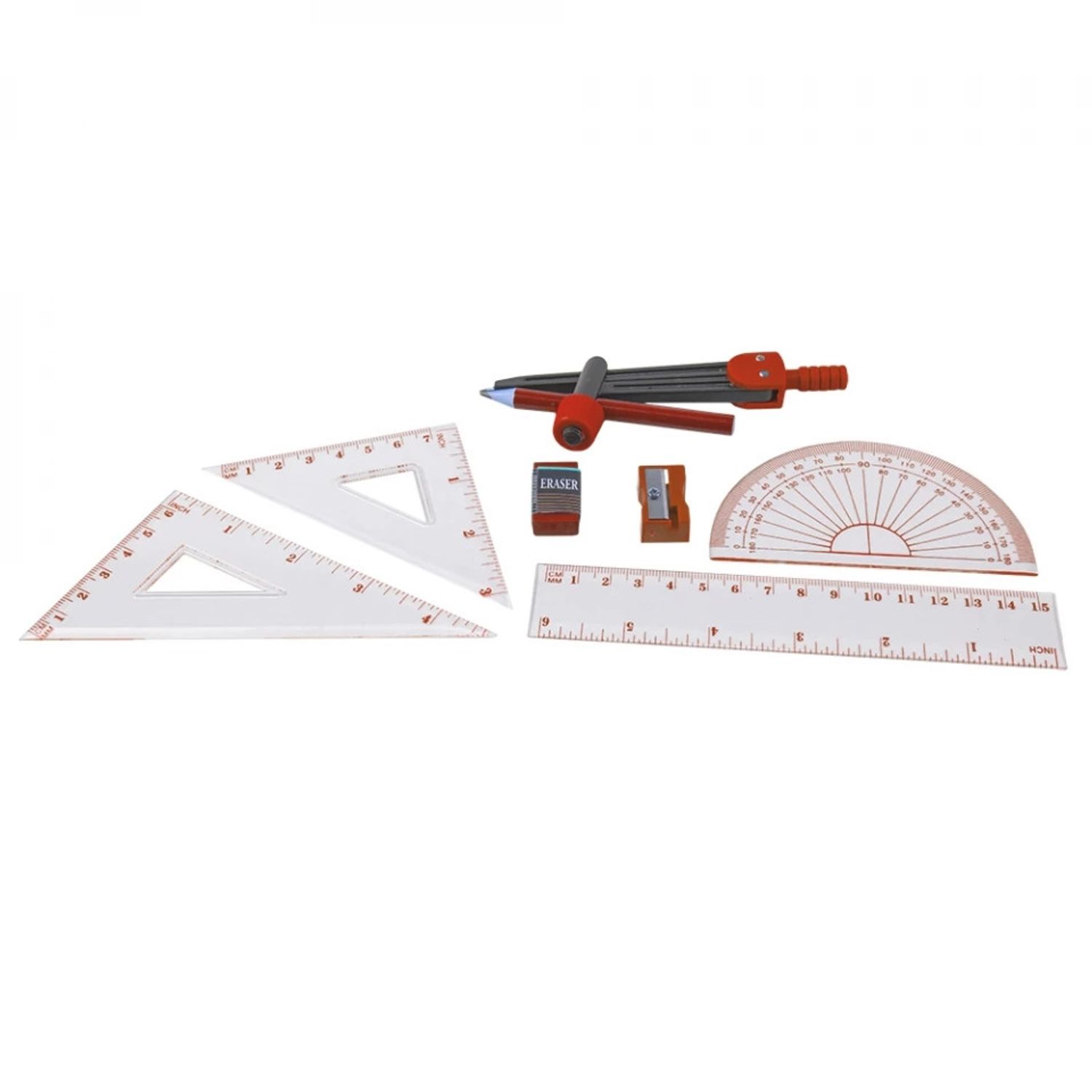 Trusa geometrie plastic, 9 piese fotografia produsului View 5 L