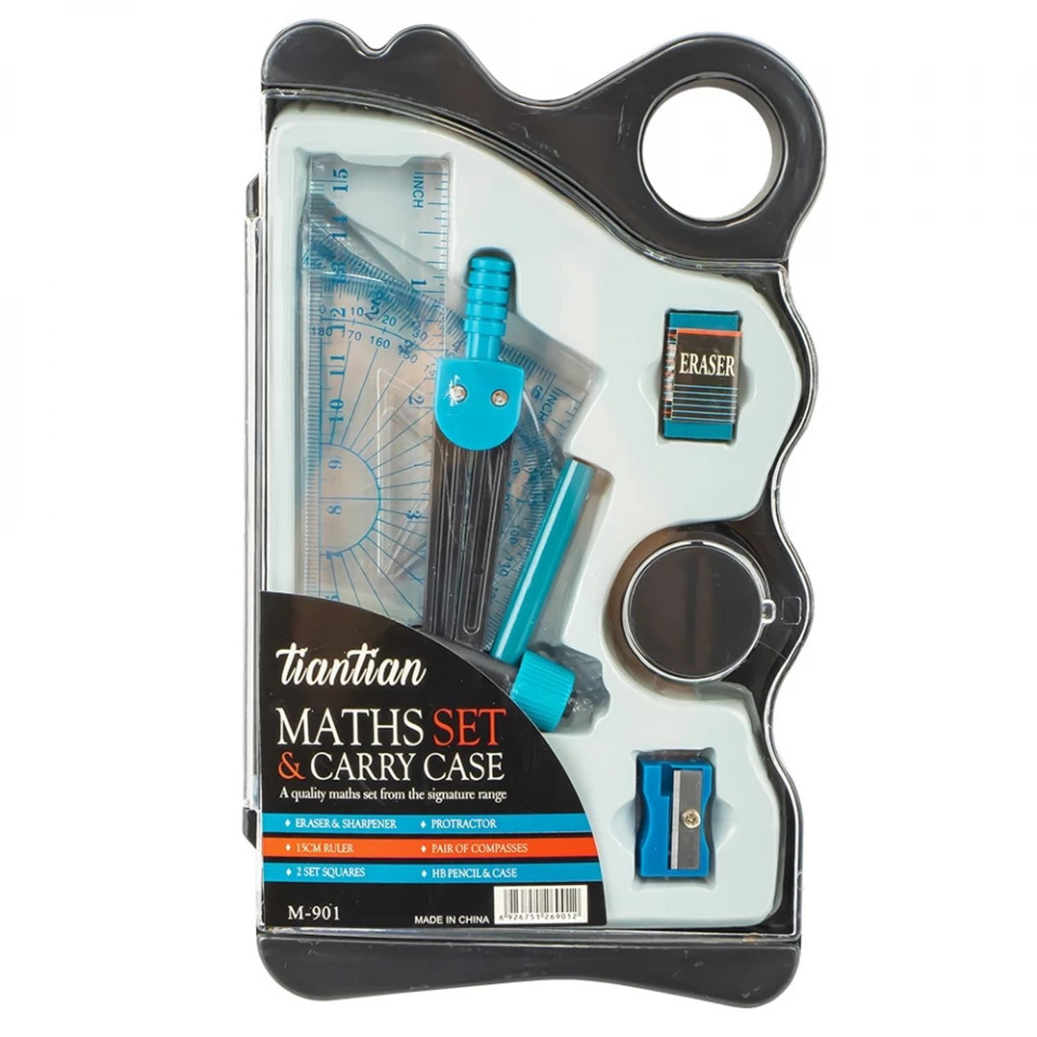 Trusa geometrie plastic, 9 piese fotografia produsului View 4 L
