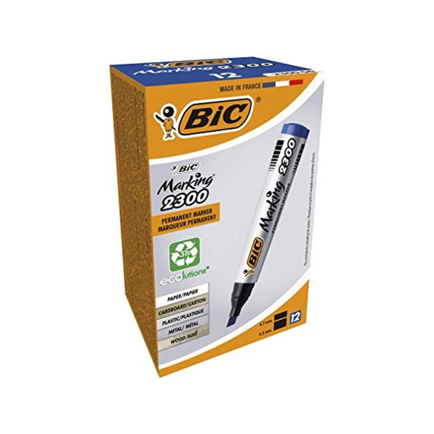 Marker permanent 2300 albastru 12/cutie - BIC fotografia produsului