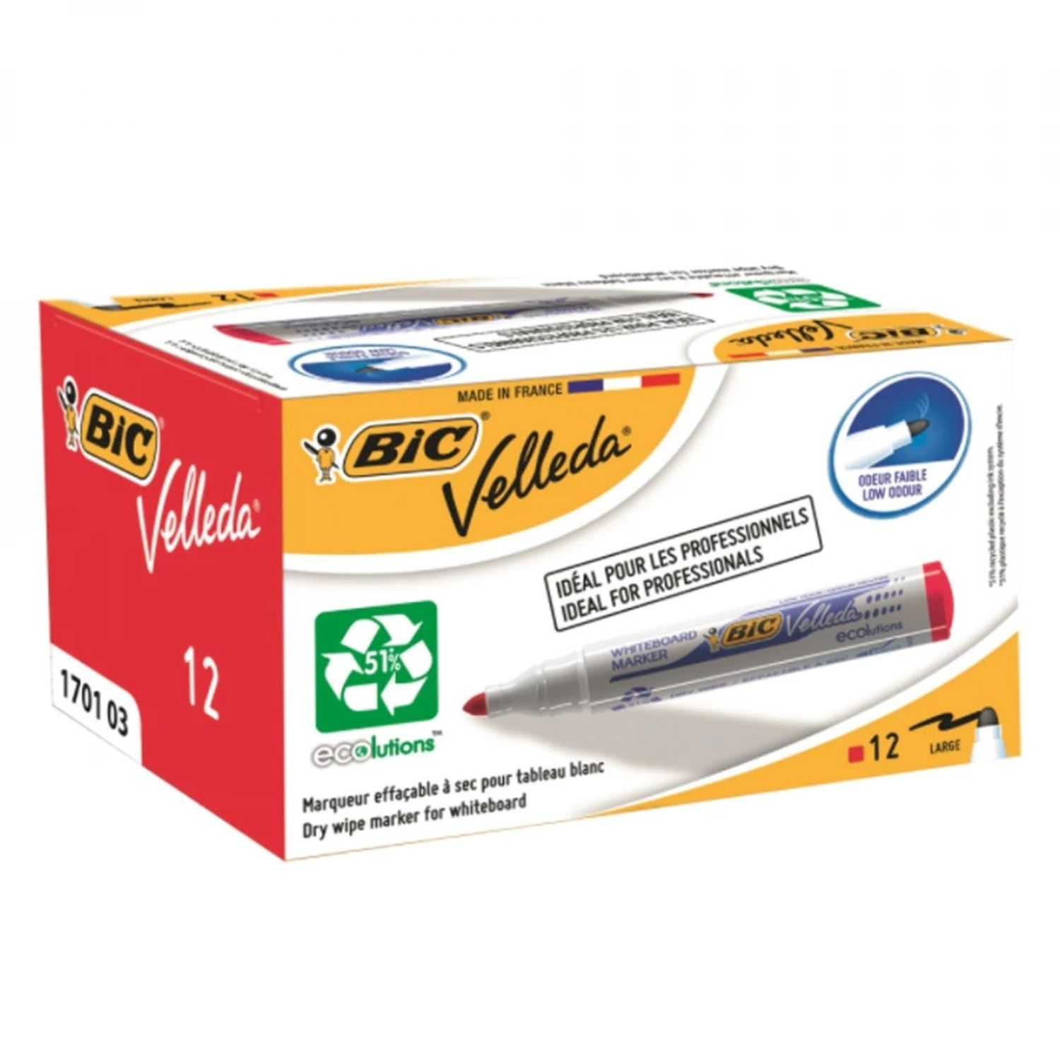 Marker ECO Velleda 1701 rosu 12/cutie - BIC fotografia produsului View 3 L