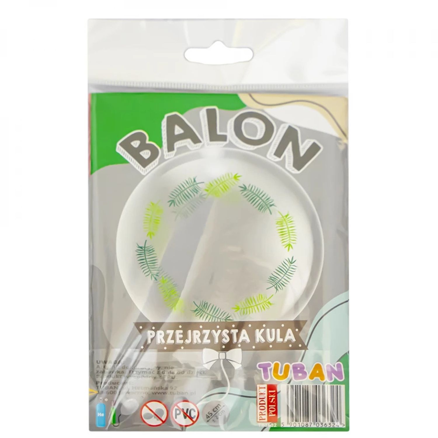 Balon transparent 45 cm - Frunze 2 - TUBAN fotografia produsului View 2 L