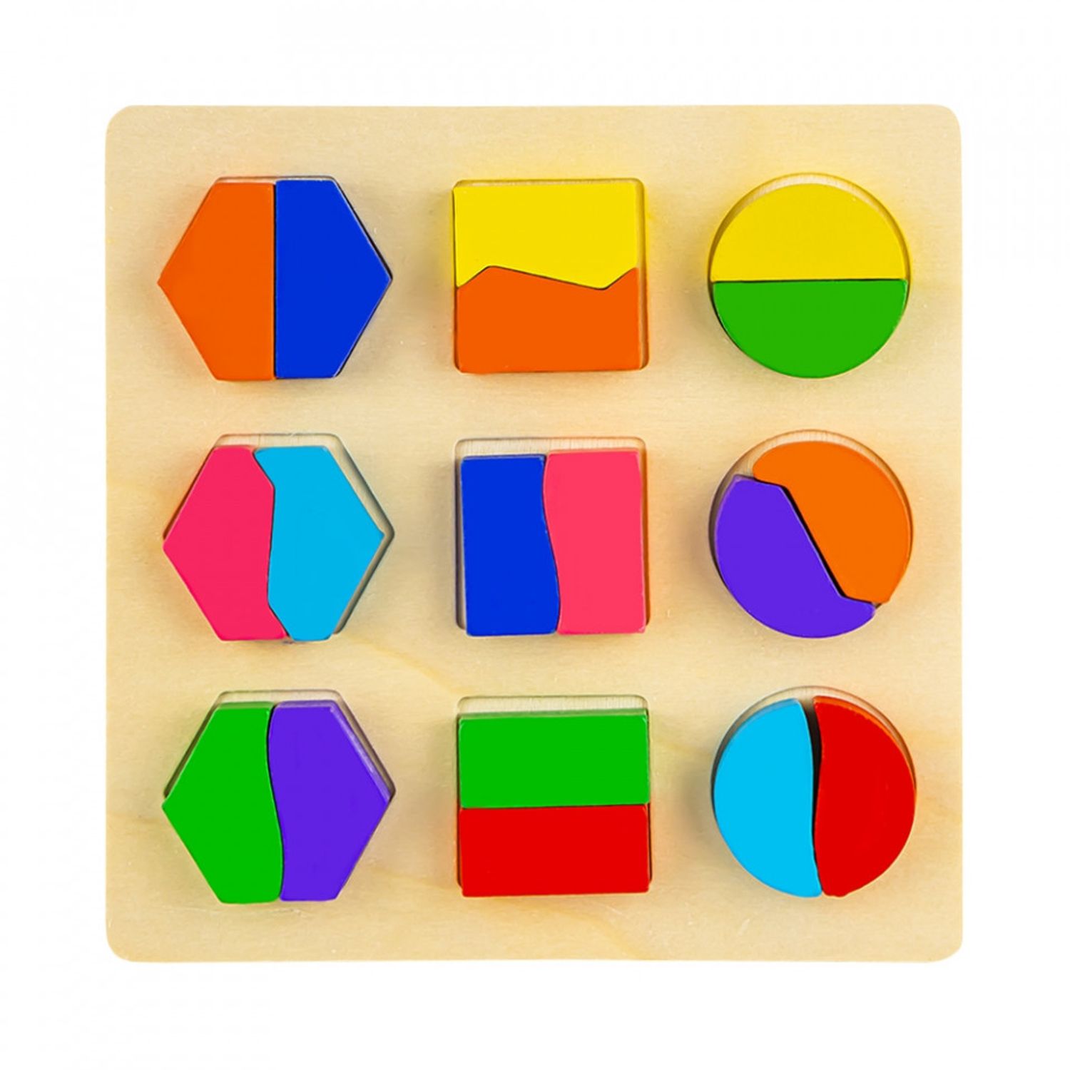 Puzzle din lemn, incastru, Forme geometrice, KXM-603 fotografia produsului