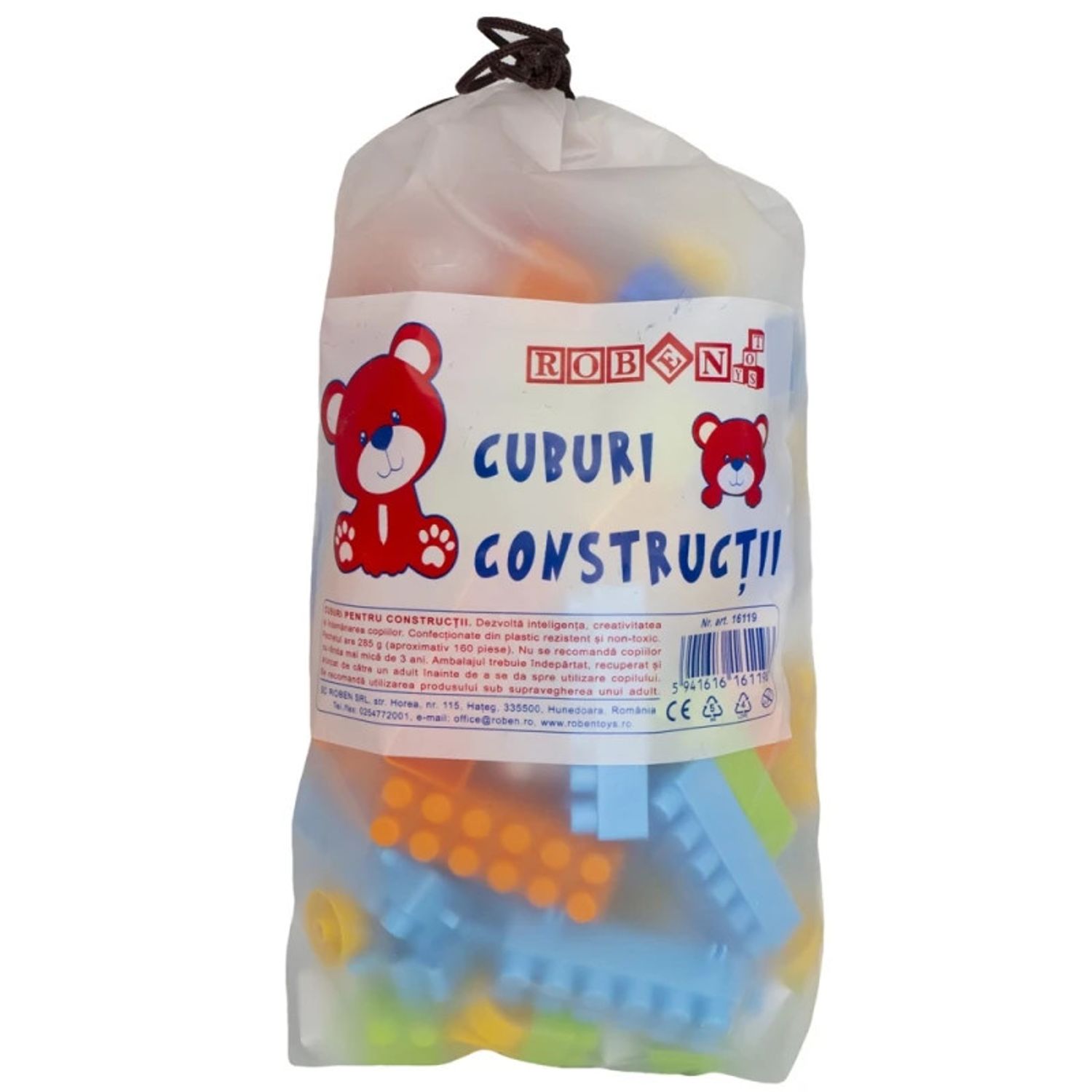 Cuburi constructii ambalaj mic, 160 piese/285g - ROBENTOYS fotografia produsului View 3 L