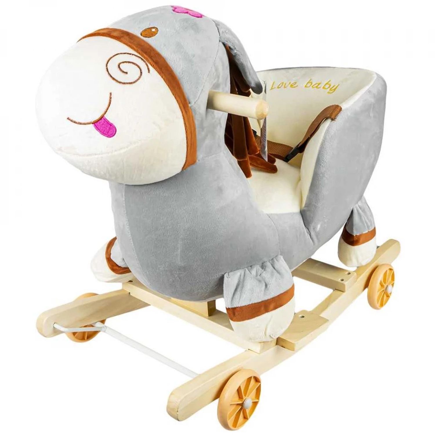 Balansoar pentru bebelusi, Magarus, lemn + plus, cu rotile, 52 cm fotografia produsului