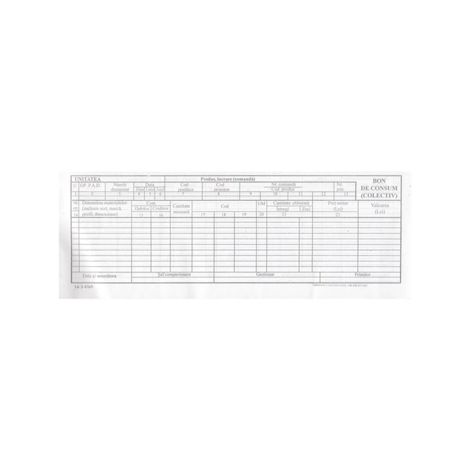 Bon de consum colectiv 1/2 A4, 100 file fotografia produsului