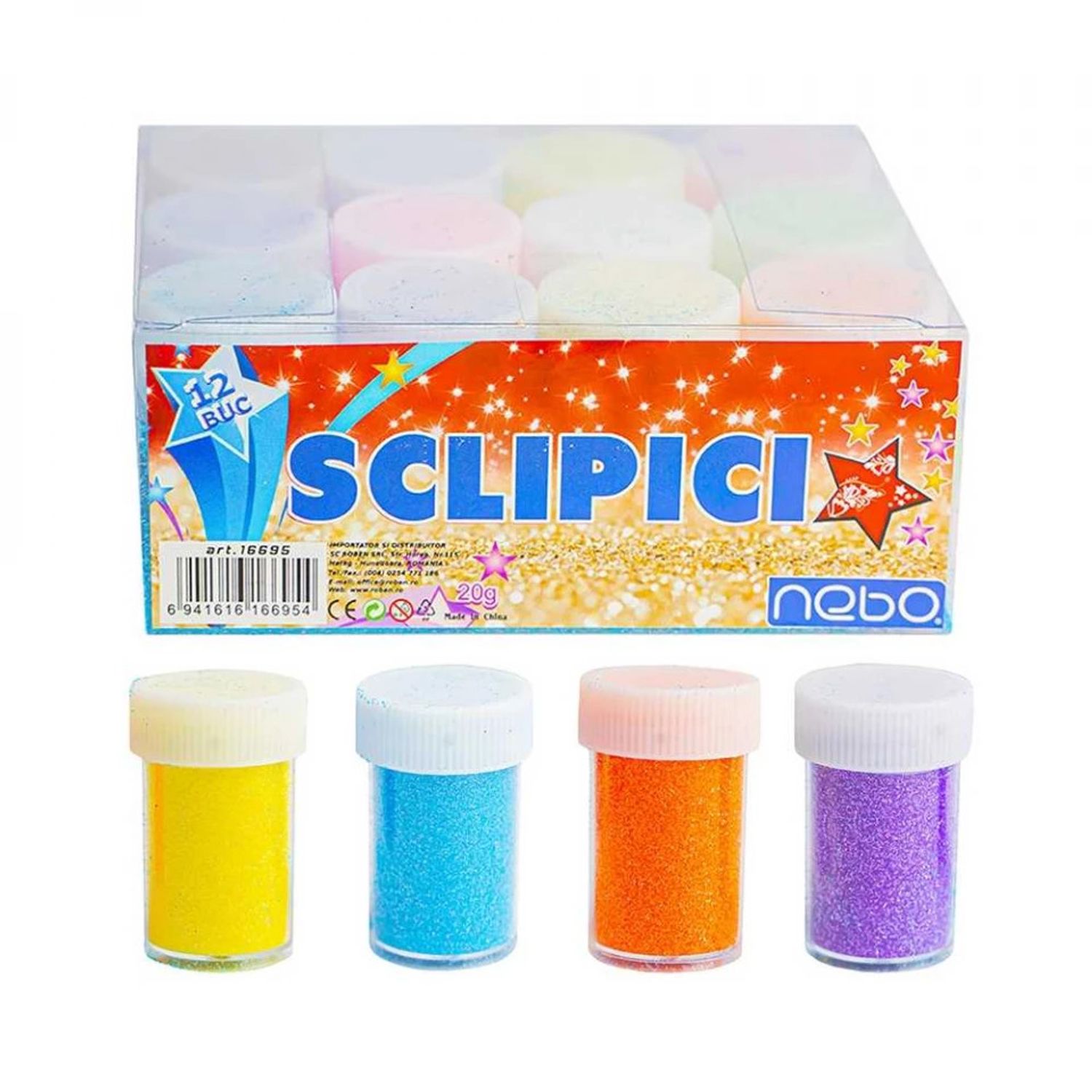 Sclipici neon 20 g Set 12 - NEBO fotografia produsului