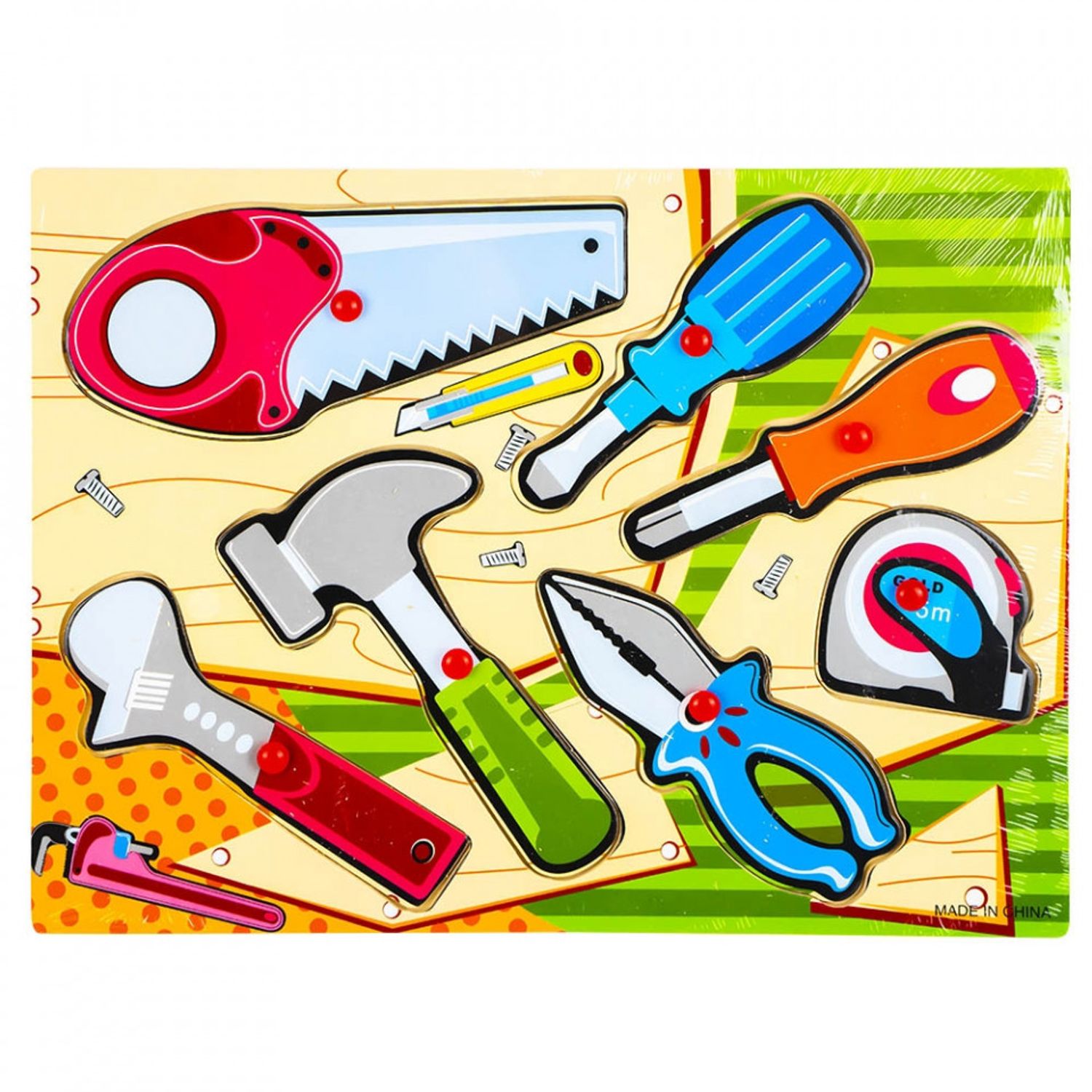 Puzzle din lemn, incastru, pioneze, Unelte fotografia produsului