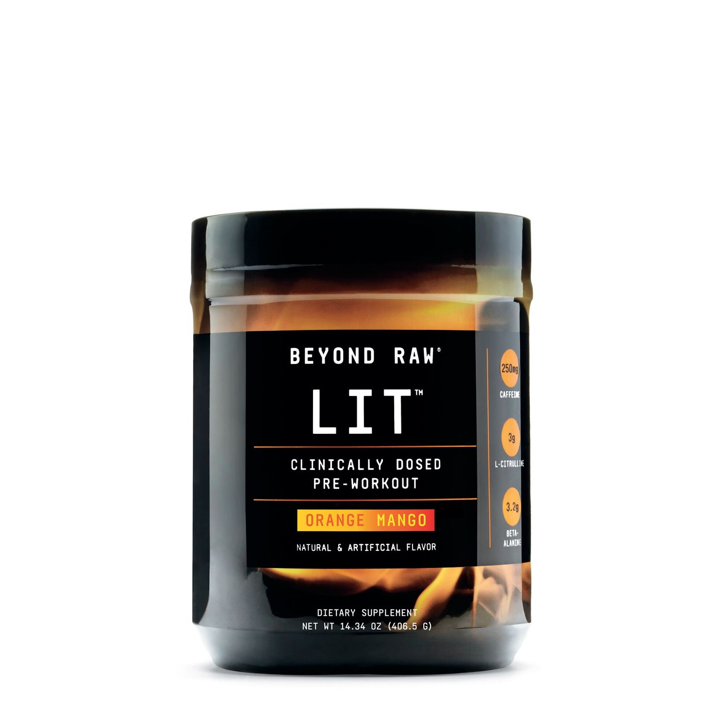 GNC Beyond Raw&reg; LIT&trade;, Formula Pre-Workout, cu Aroma de Portocale si Mango, 408.5 g fotografia produsului