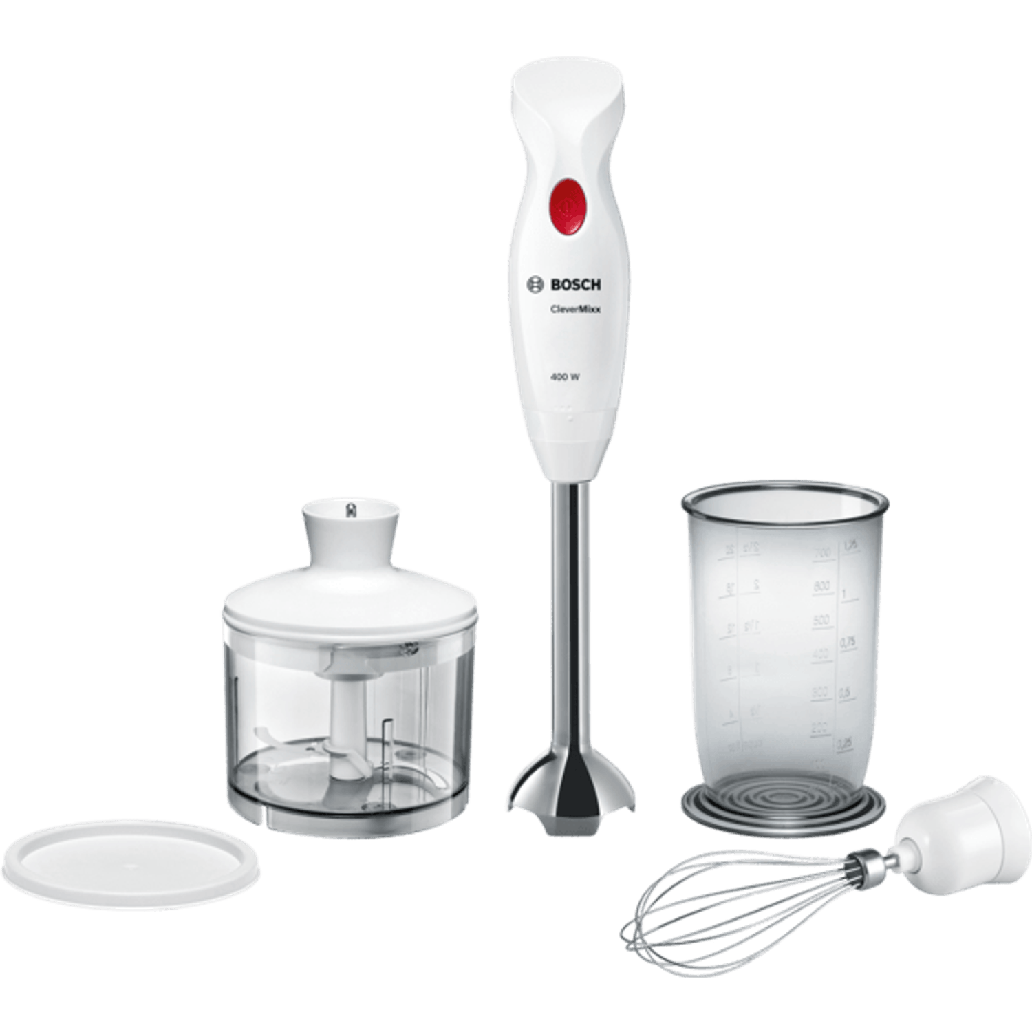 Mixer vertical, Bosch, MSM24500, minitocator, tel, vas gradat, 400 W, alb fotografia produsului