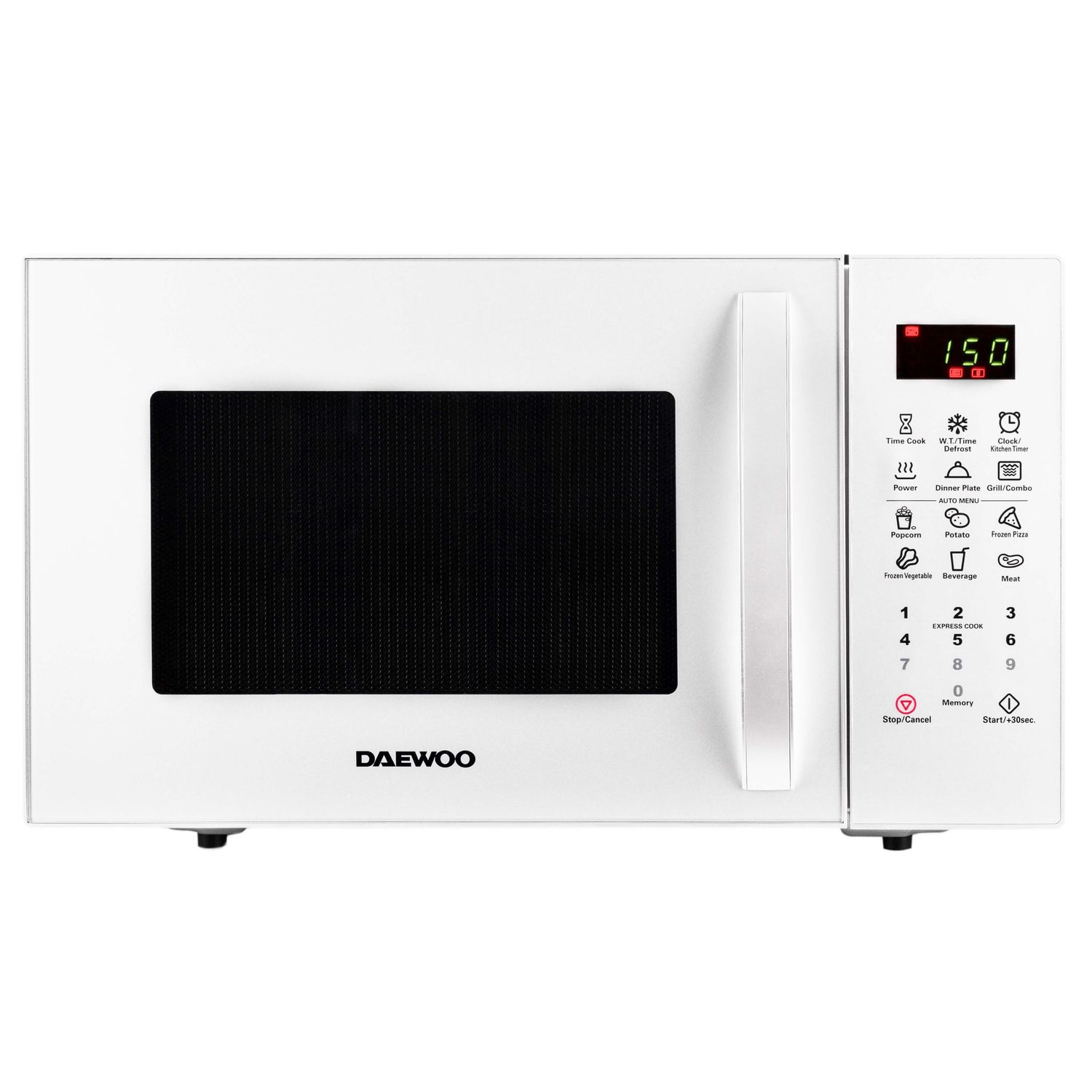 Cuptor cu microunde Daewoo KOR-91RBW-1, 23 L, 900 W, display LED, 10 programe predefinite, program popcorn, Alb fotografia produsului
