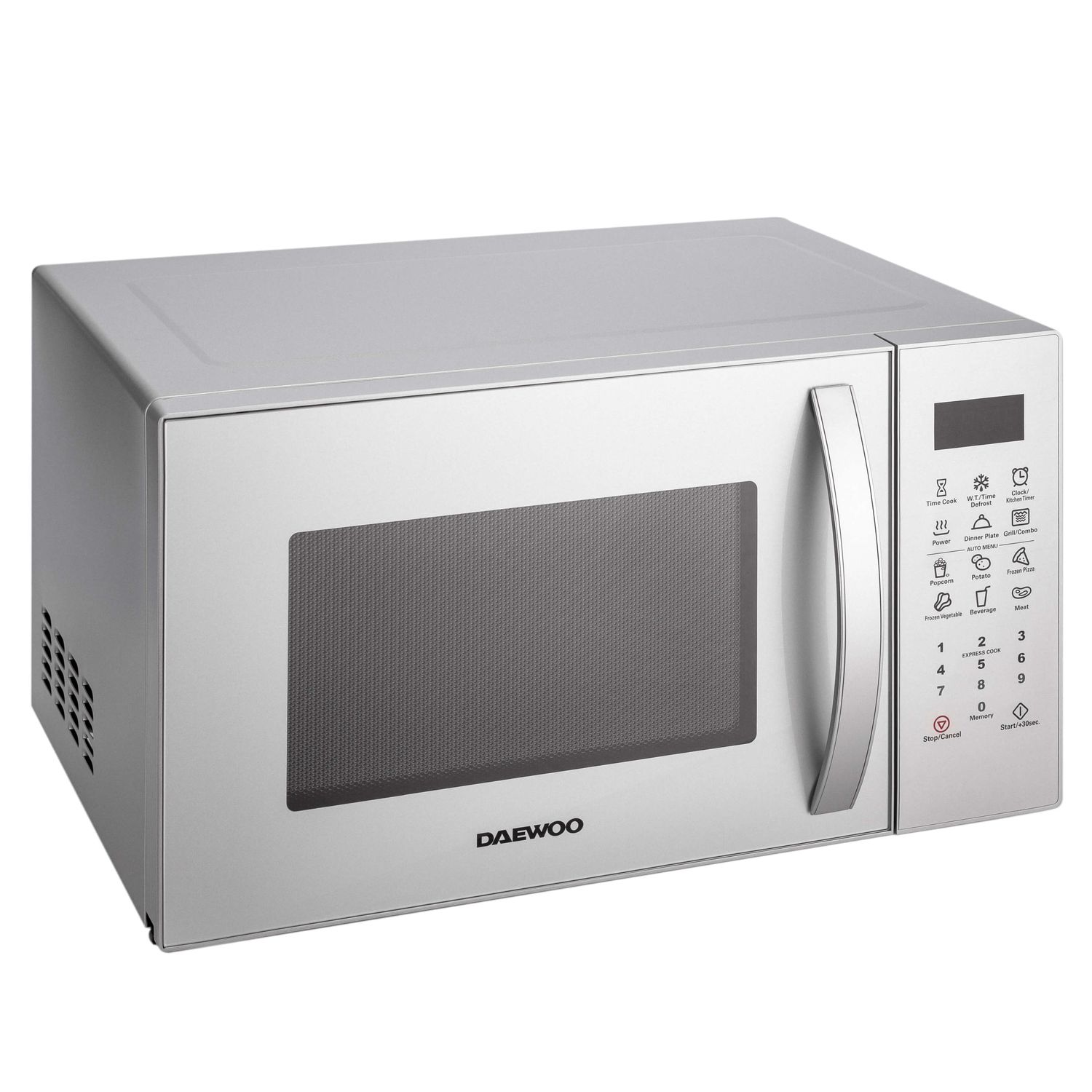 Cuptor cu microunde Daewoo KOR-91RBS-1, 23 L, 900 W, display LED, 10 programe predefinite, program popcorn, Argintiu fotografia produsului View 3 L