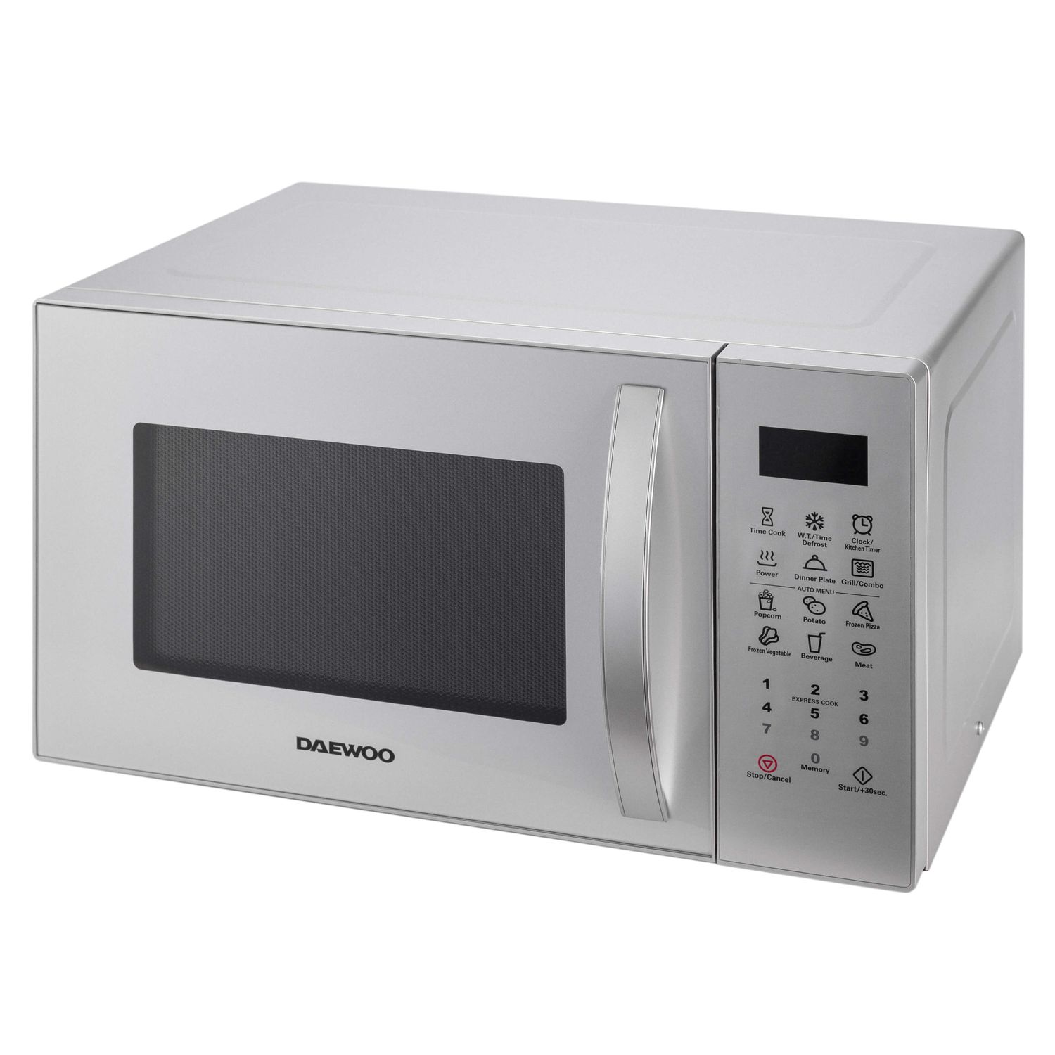 Cuptor cu microunde Daewoo KOR-91RBS-1, 23 L, 900 W, display LED, 10 programe predefinite, program popcorn, Argintiu fotografia produsului View 2 L