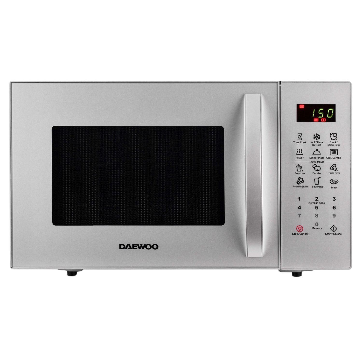 Cuptor cu microunde Daewoo KOR-91RBS-1, 23 L, 900 W, display LED, 10 programe predefinite, program popcorn, Argintiu fotografia produsului