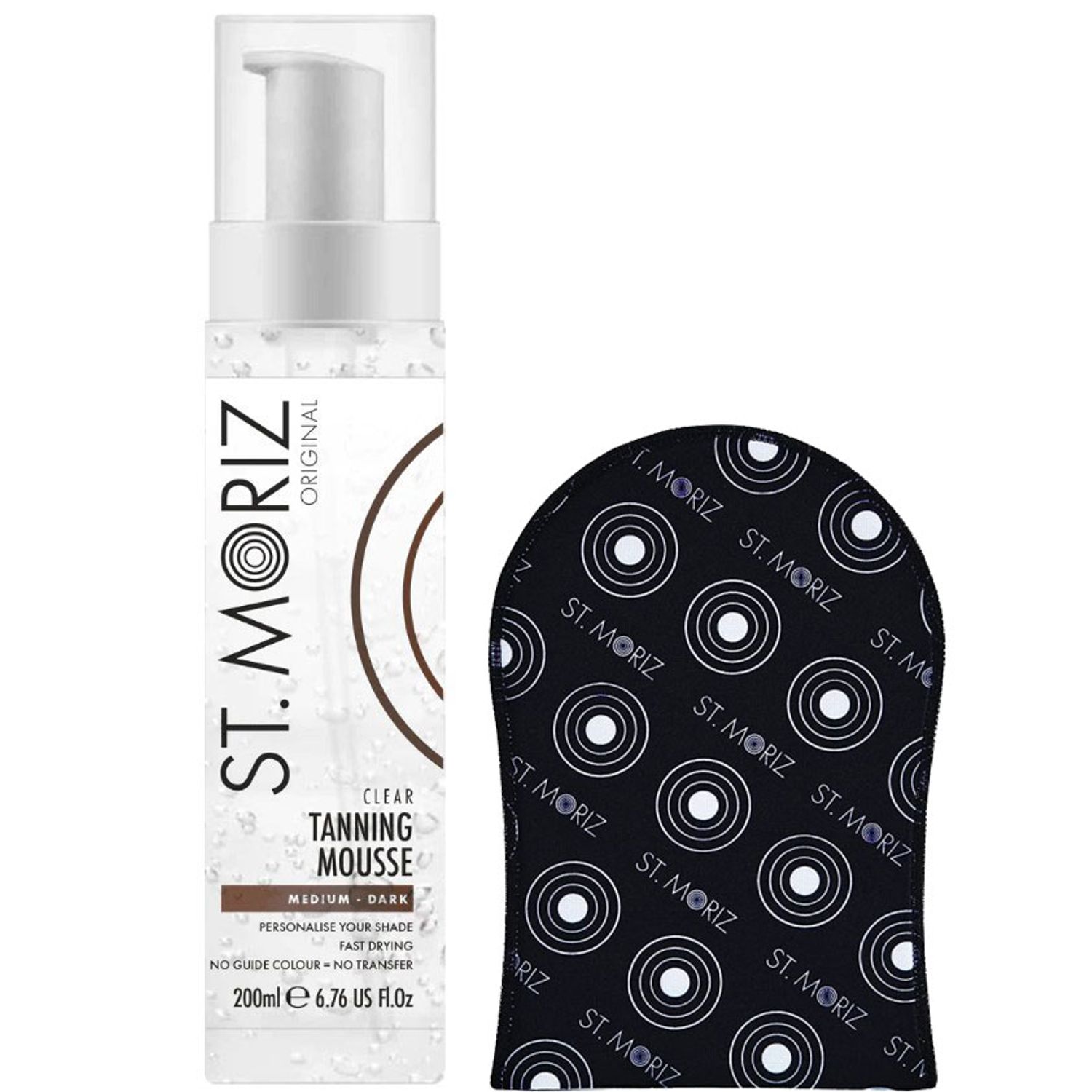 Set pentru Autobronzare Profesionala ST MORIZ cu Spuma Clear Medium Dark si Manusa fotografia produsului