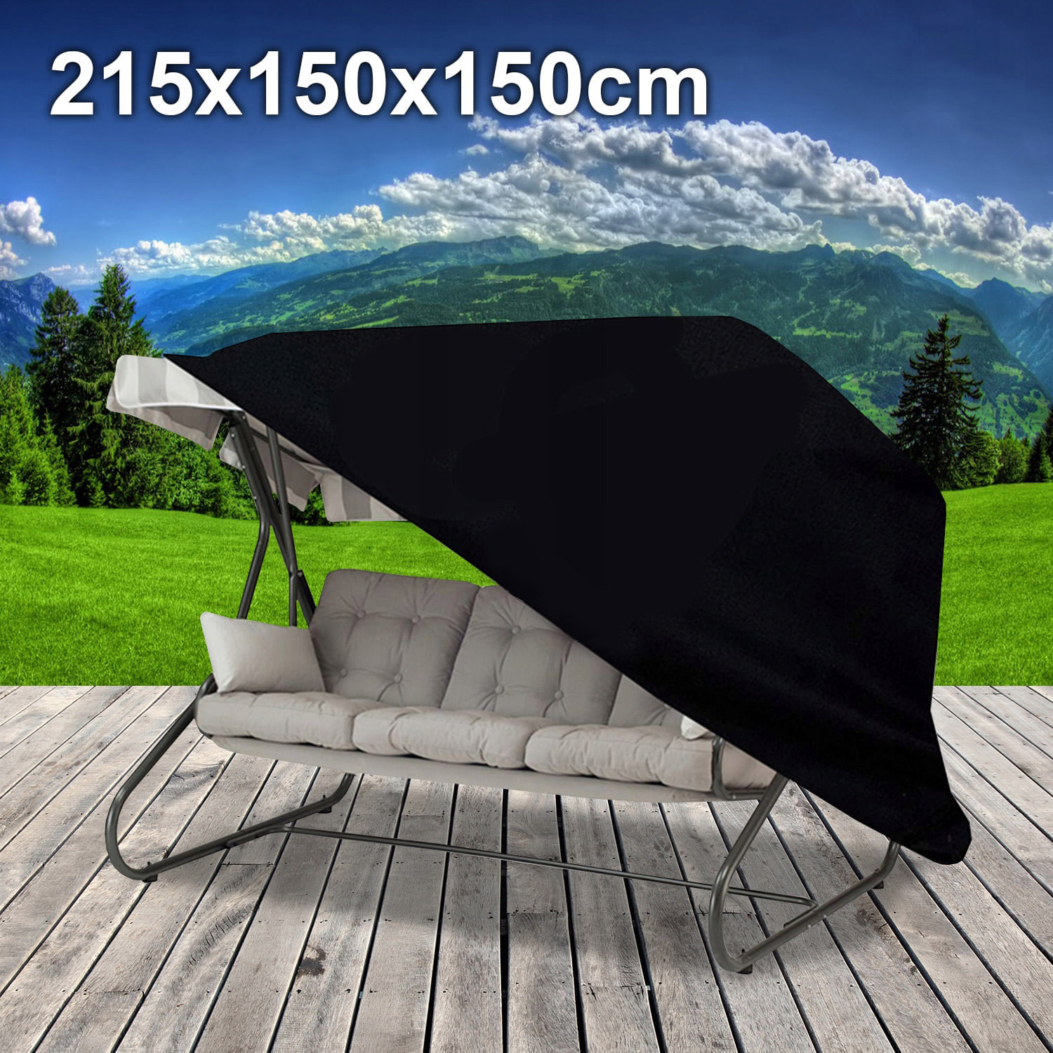 Husa balansoar impermeabila Sersimo, 215x150x150cm, neagra fotografia produsului View 5 L