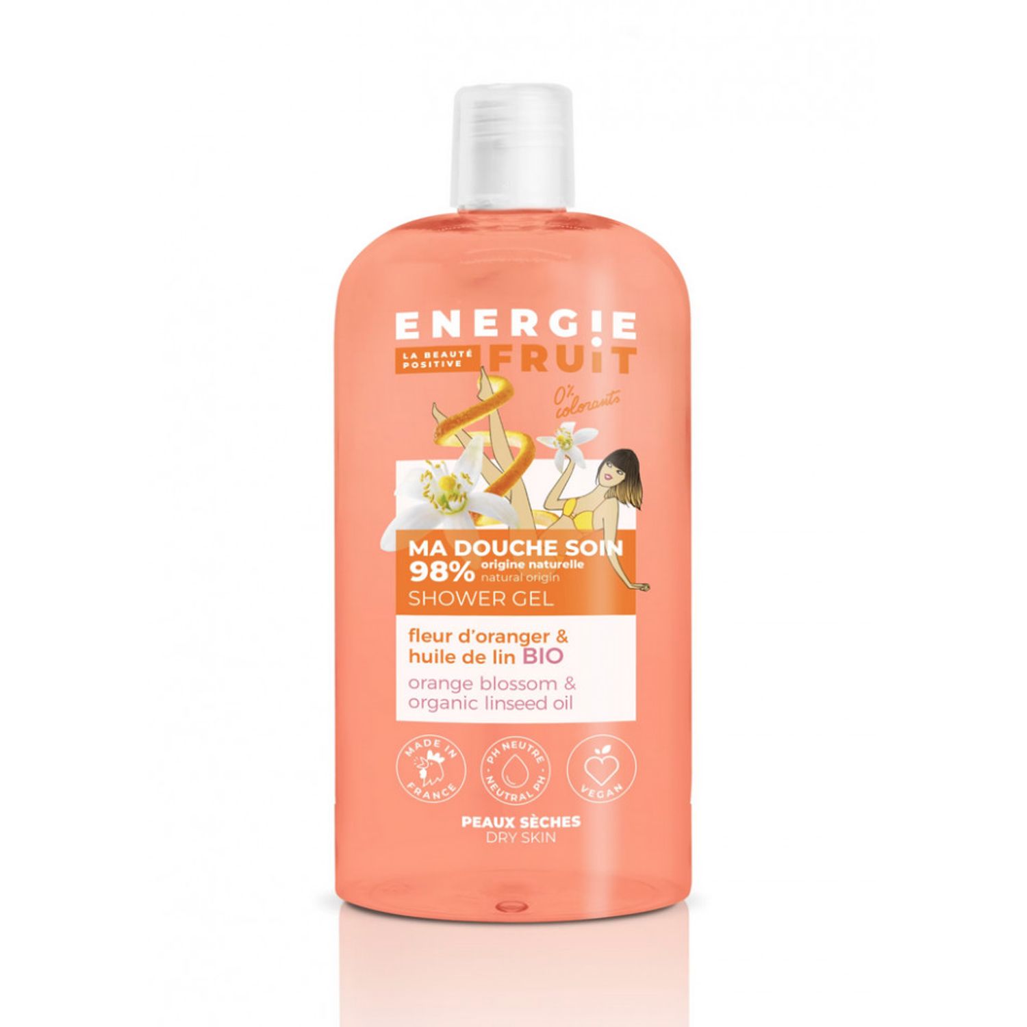 Gel de duș Floare de portocal și Ulei de in, Energie Fruit, 500ml fotografia produsului