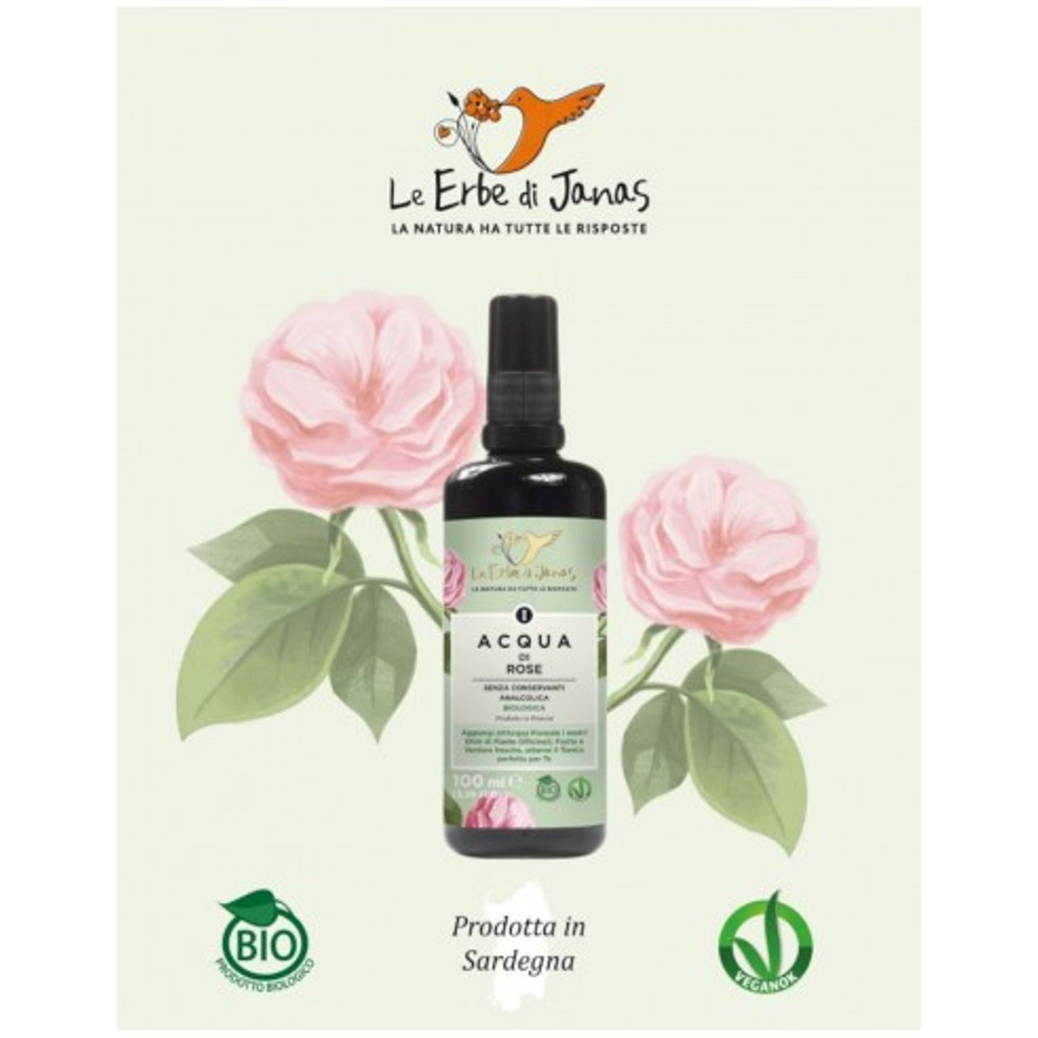 Apa florala de trandafir, Erbe di Janas, 100ml fotografia produsului
