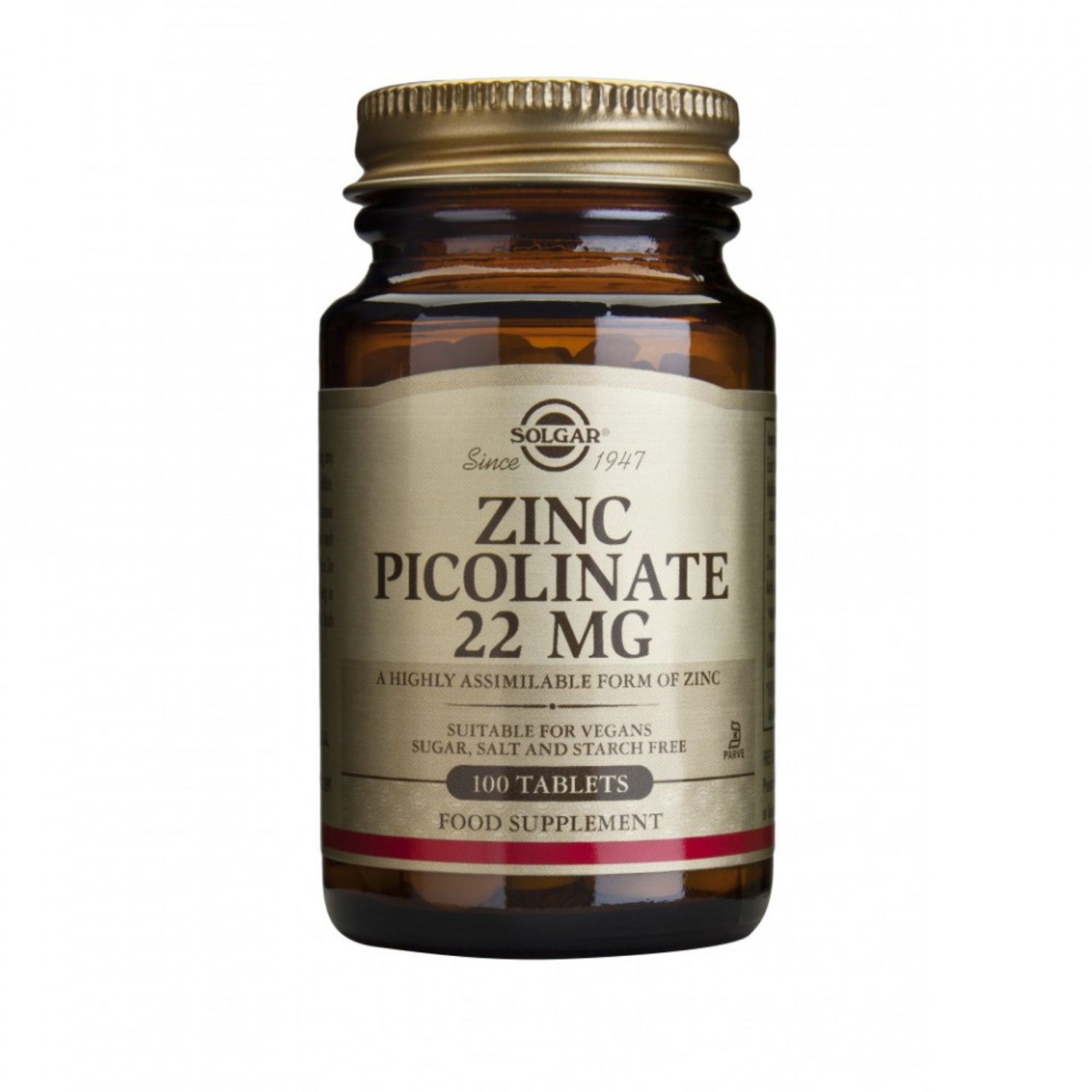 Zinc Picolinate 22mg Solgar 100 tablete fotografia produsului