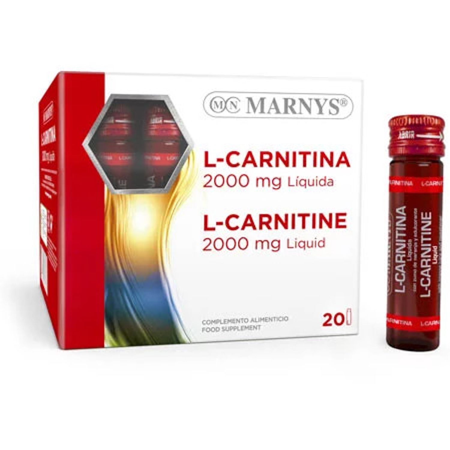 L-Carnitine 2000mg, 20 fiole X 10ml, Marnys fotografia produsului