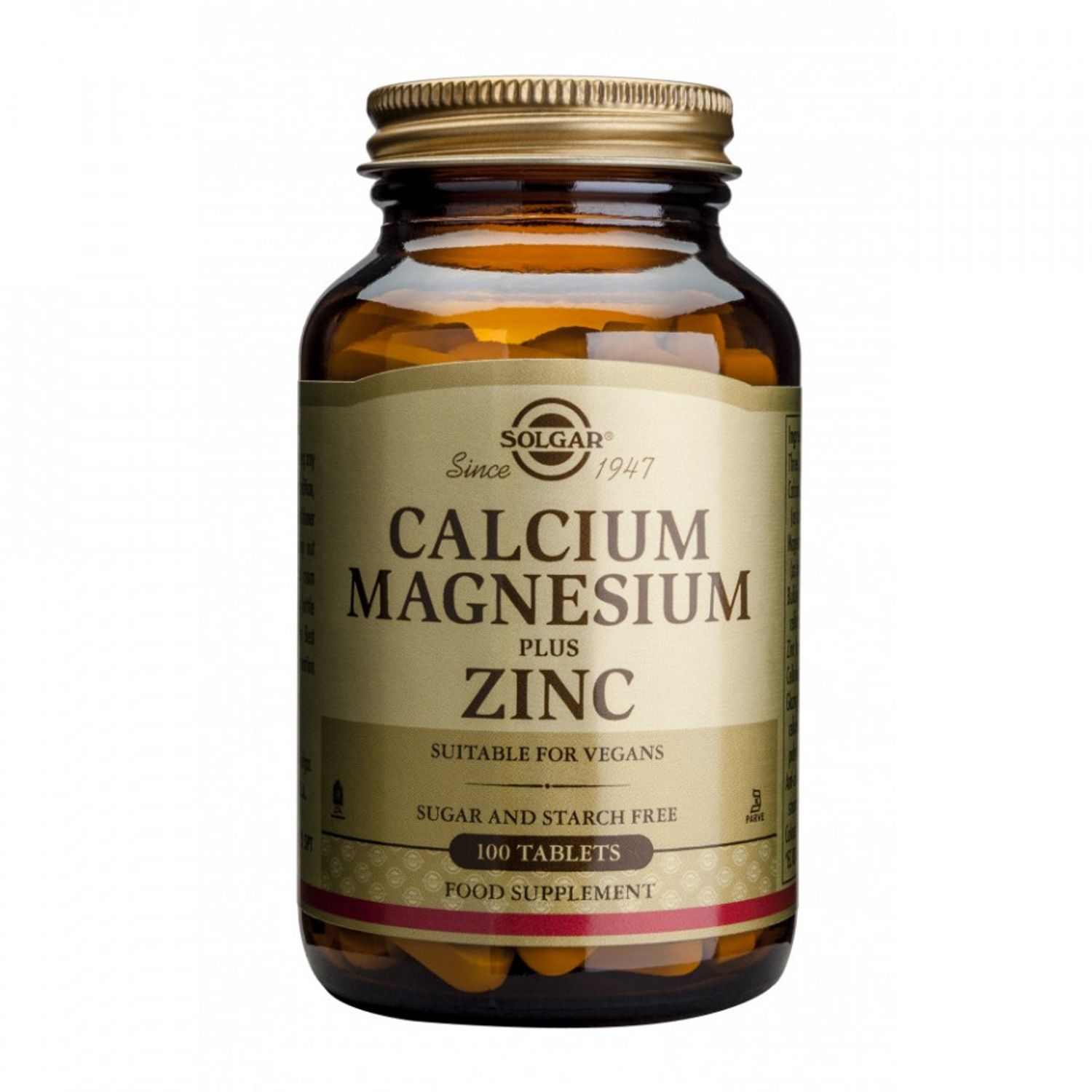 Calcium Magnesium + Zinc Solgar 100 tablete fotografia produsului