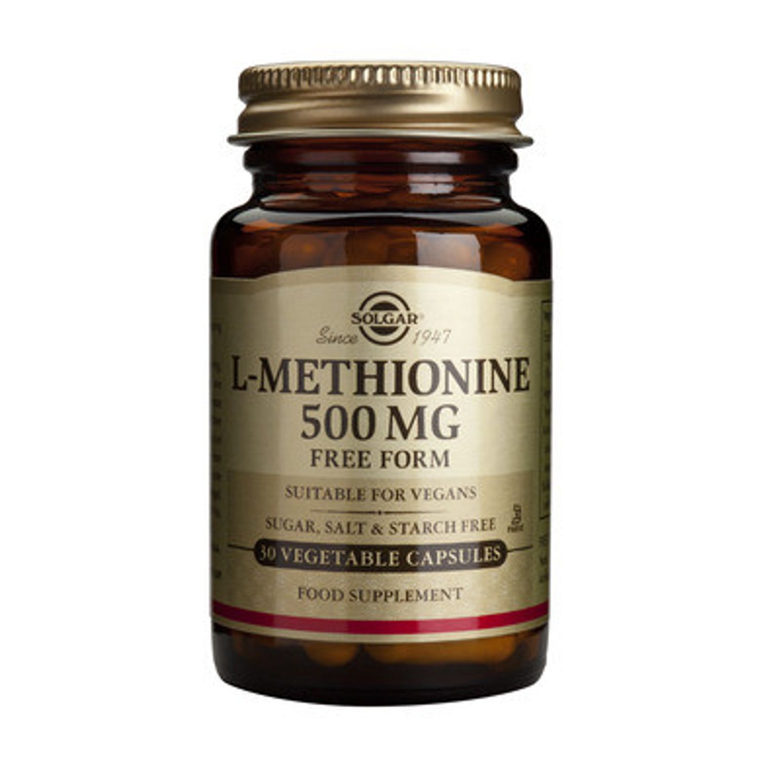 L-METHIONINE 500mg 30cps, Solgar fotografia produsului