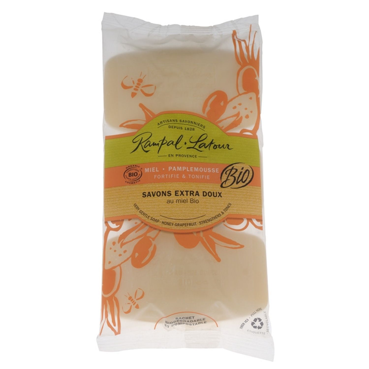 Pachet 3 sapunuri bio miere grapefruit Rampal Latour fotografia produsului