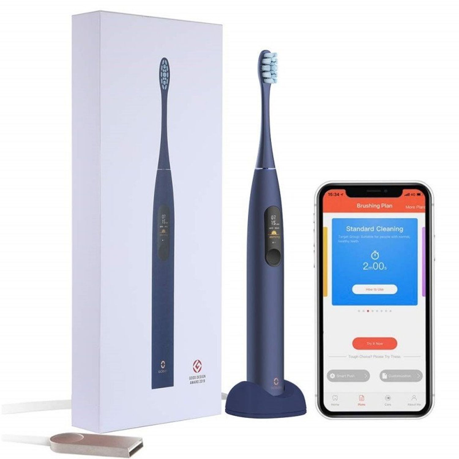 Periuta Electrica Smart Xiaomi Oclean X Pro Display Touchscreen 32 Intensitati Blue fotografia produsului View 4 L