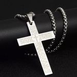 Lant cu cruce, inscriptie &ldquo;Tatal Nostru&rdquo;, argintiu, barbati fotografia produsului View 3 S