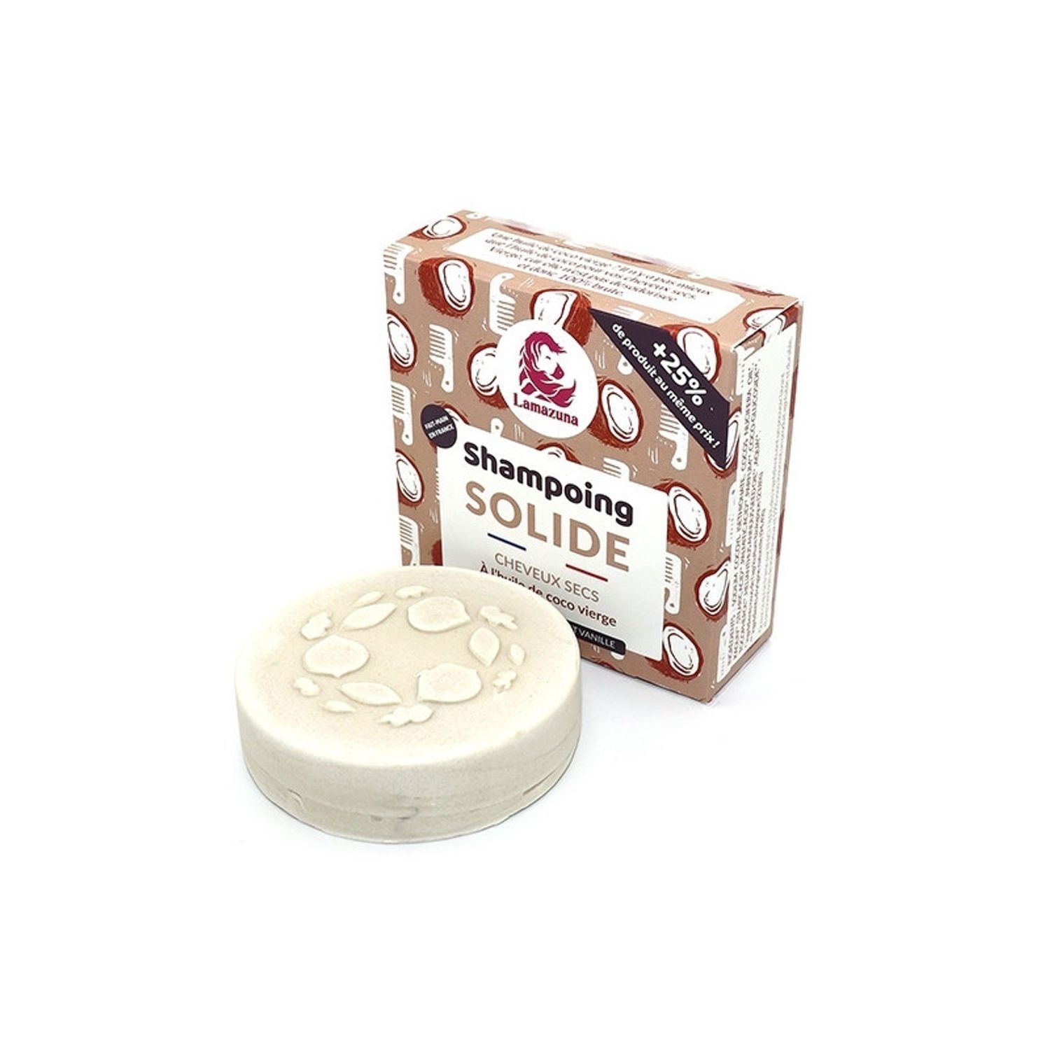 Sampon solid pentru par uscat cu ulei de cocos virgin si vanilie, Lamazuna, 70 ml fotografia produsului