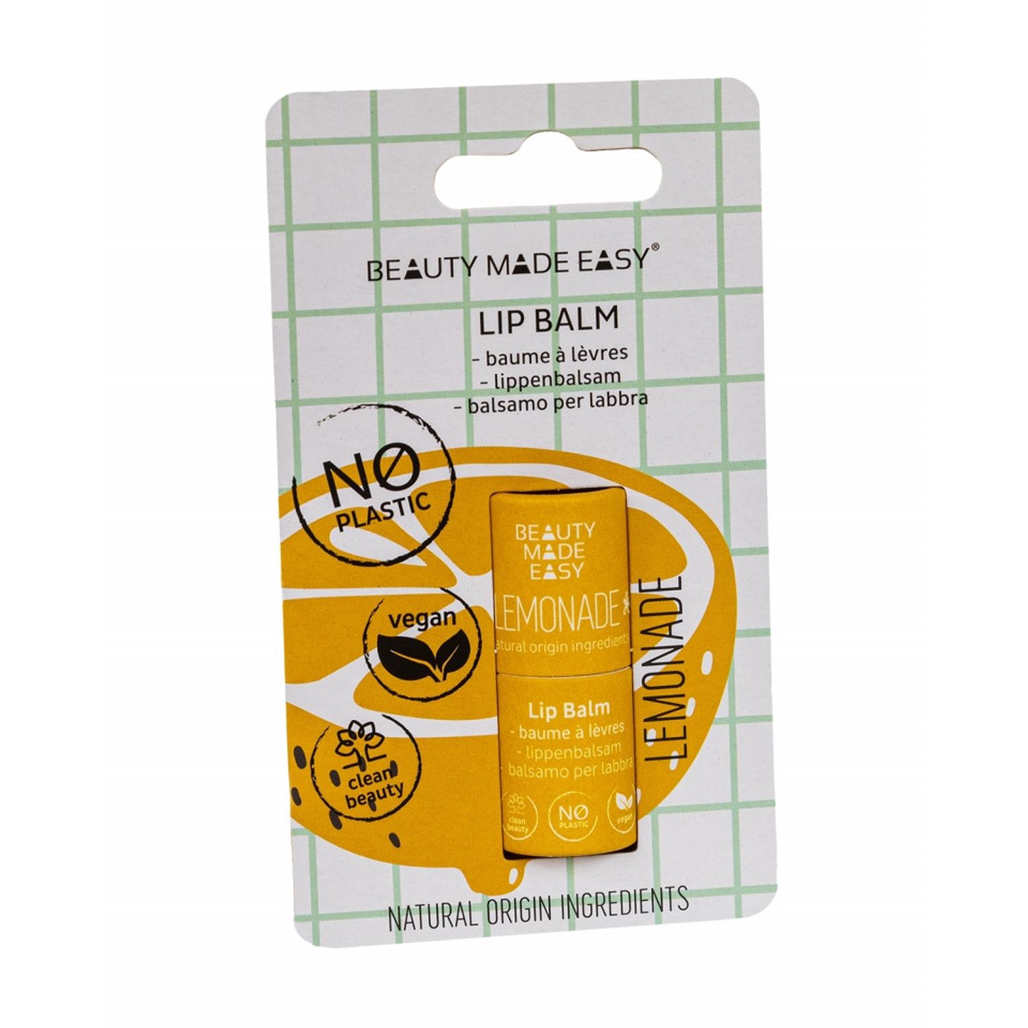 Balsam buze vegan, zero plastic, Lemonade, Beauty Made Easy, 5,5 g fotografia produsului