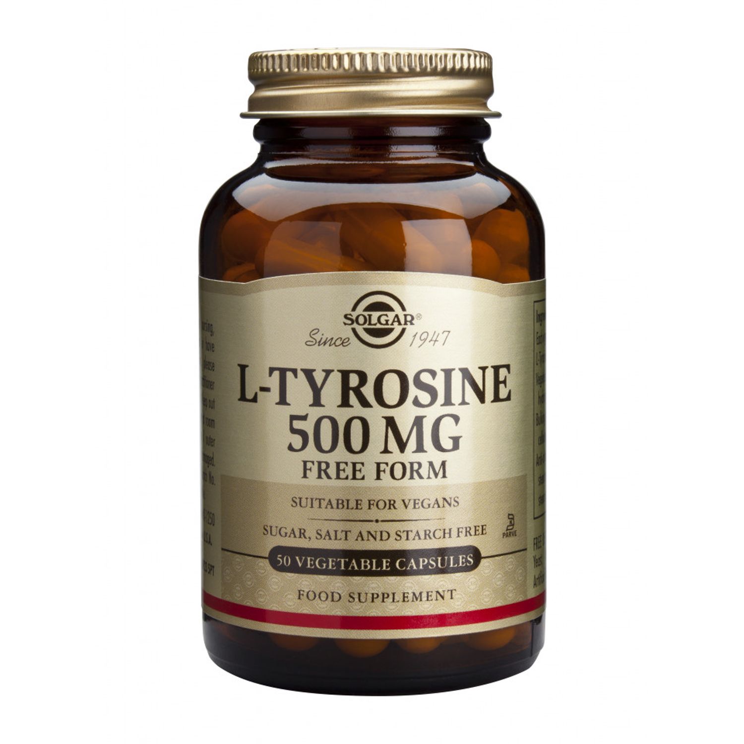 L-Tyrosine 500mg 50 veg caps, Solgar fotografia produsului