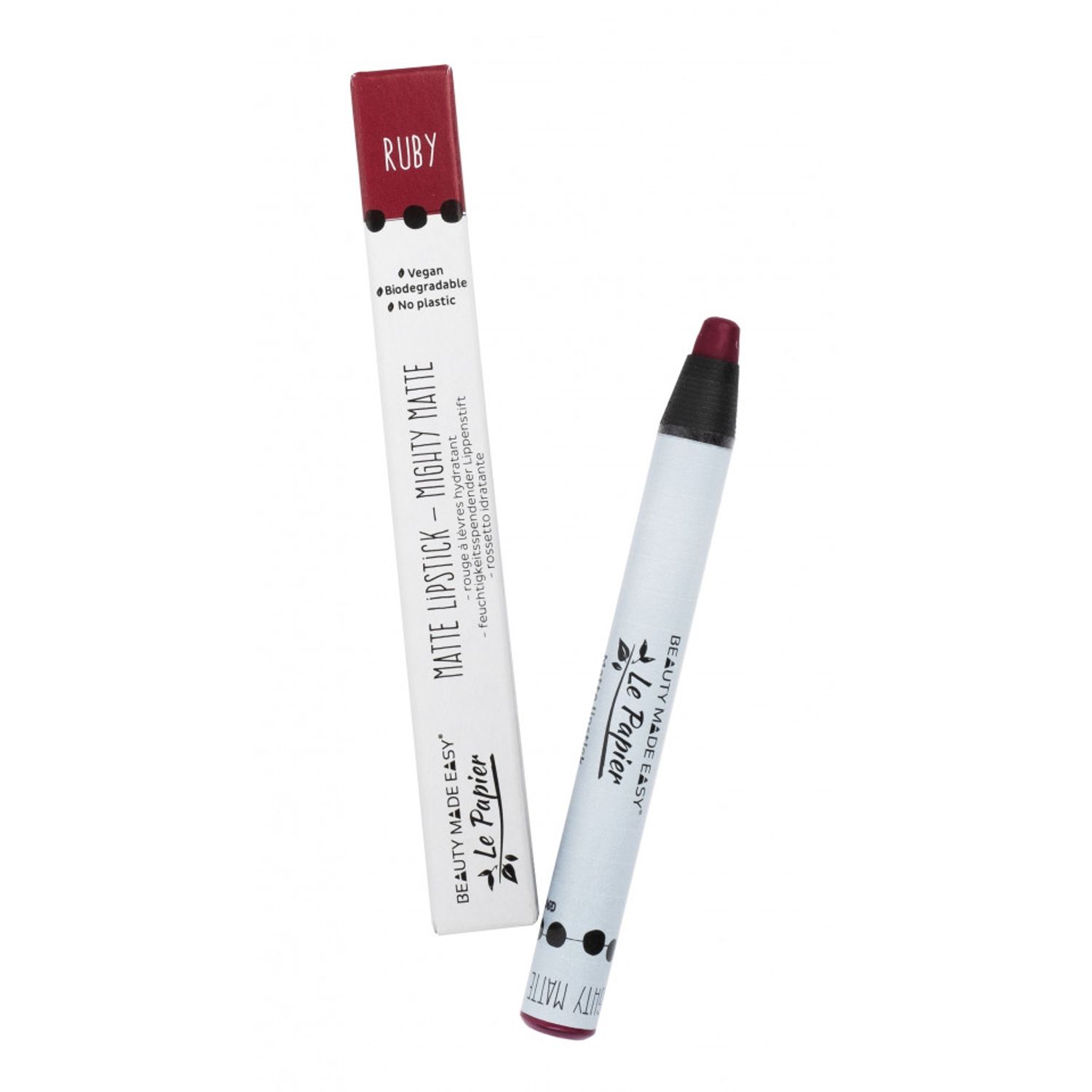 Creion - ruj hidratant mat, RUBY, zero plastic, Beauty Made Easy, 6 g fotografia produsului
