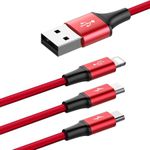 Cablu incarcare USB, cu mufe Micro-USB, USB-C, Lightning, 3A, 1,2M, rosu, HOPE R fotografia produsului