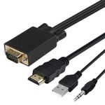 Cablu convertor VGA tata la HDMI tata cu audio si USB, 1.8m, negru fotografia produsului