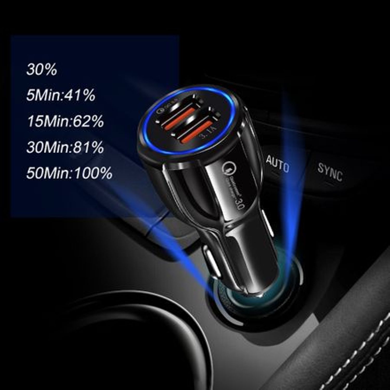 Incarcator Auto 2x USB, Adaptor 9V 2A Qualcomm Quick Charge 3.0, HOPE R fotografia produsului View 4 L