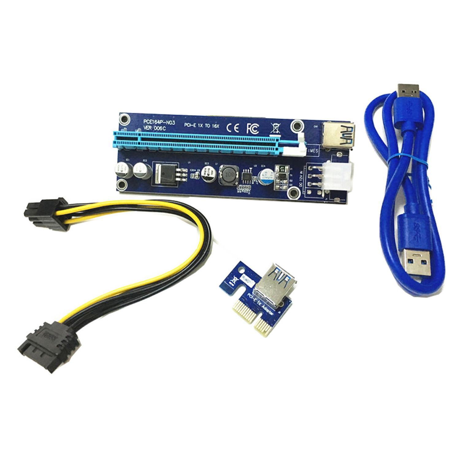 Card Riser pentru mining PCIE x1-x16 006c cablu PCIE 6pin - SATA cablu USB3.0 60cm HOPE R fotografia produsului View 4 L