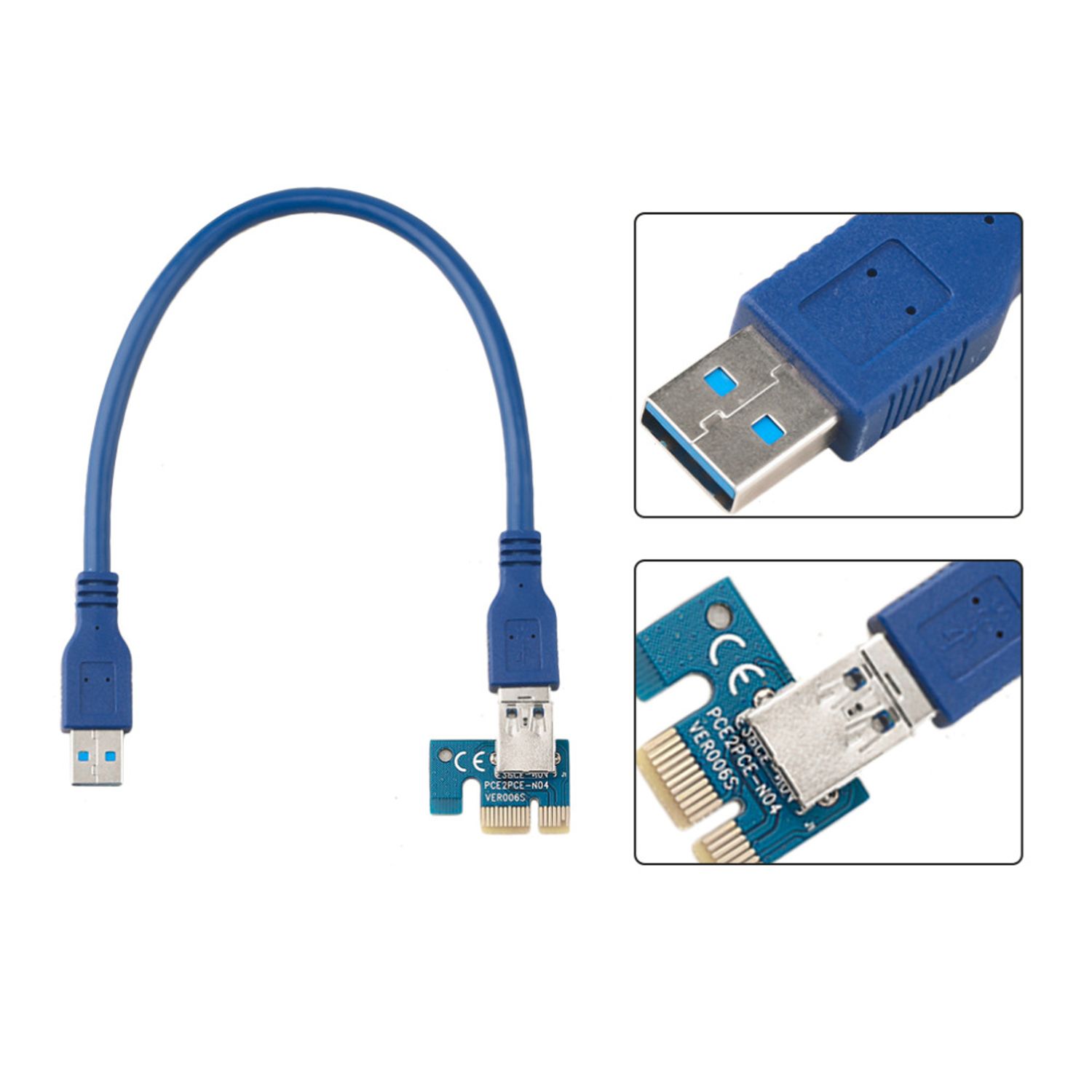 Card Riser pentru mining PCIE x1-x16 006c cablu PCIE 6pin - SATA cablu USB3.0 60cm HOPE R fotografia produsului View 3 L