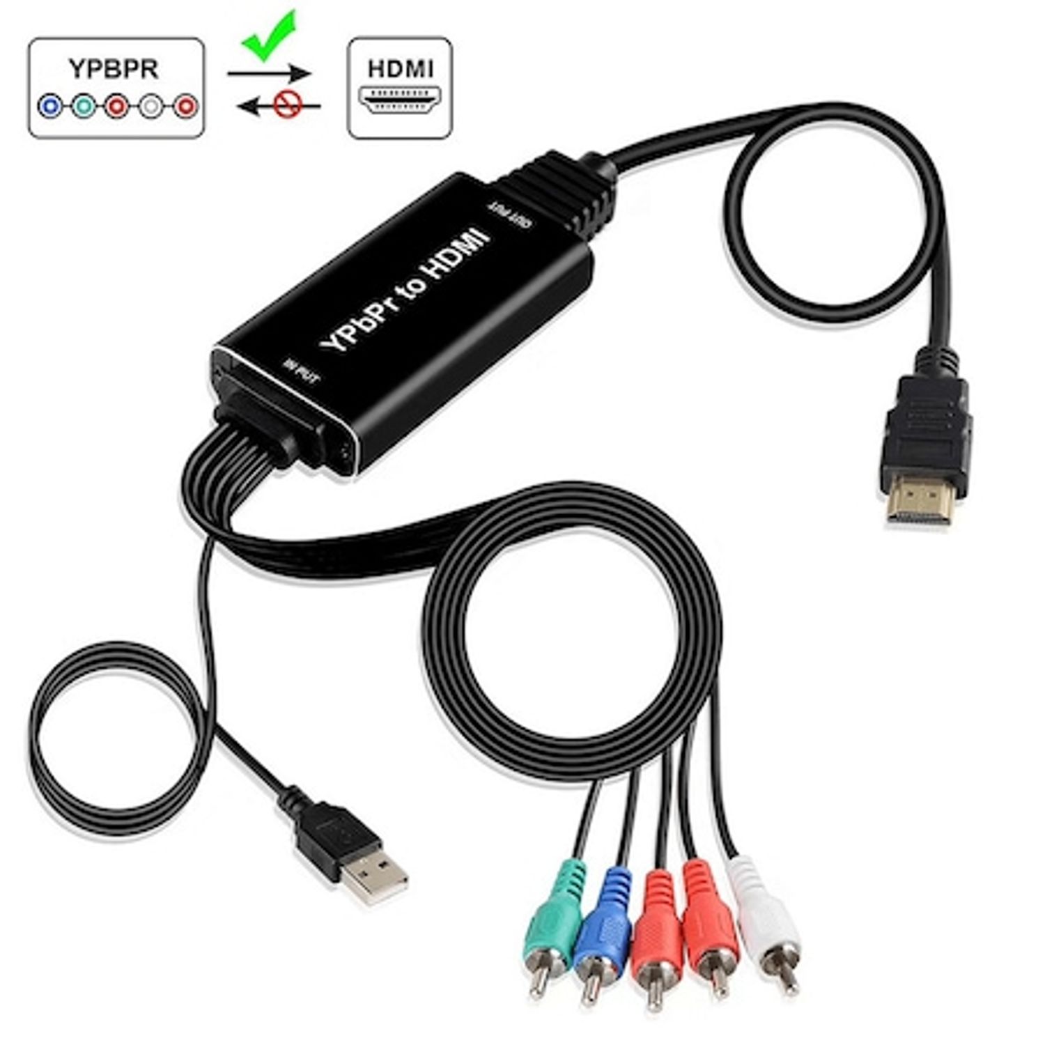 Cablu convertor YPbPr+L/R la HDMI, 1.8m, alimentare USB fotografia produsului View 3 L