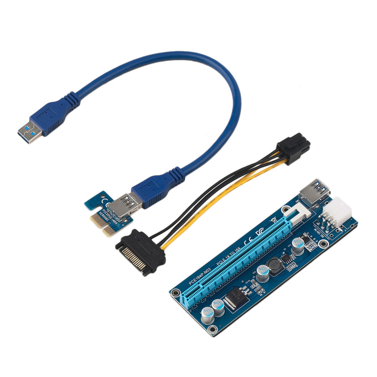 Card Riser pentru mining PCIE x1-x16 006c cablu PCIE 6pin - SATA cablu USB3.0 60cm HOPE R fotografia produsului