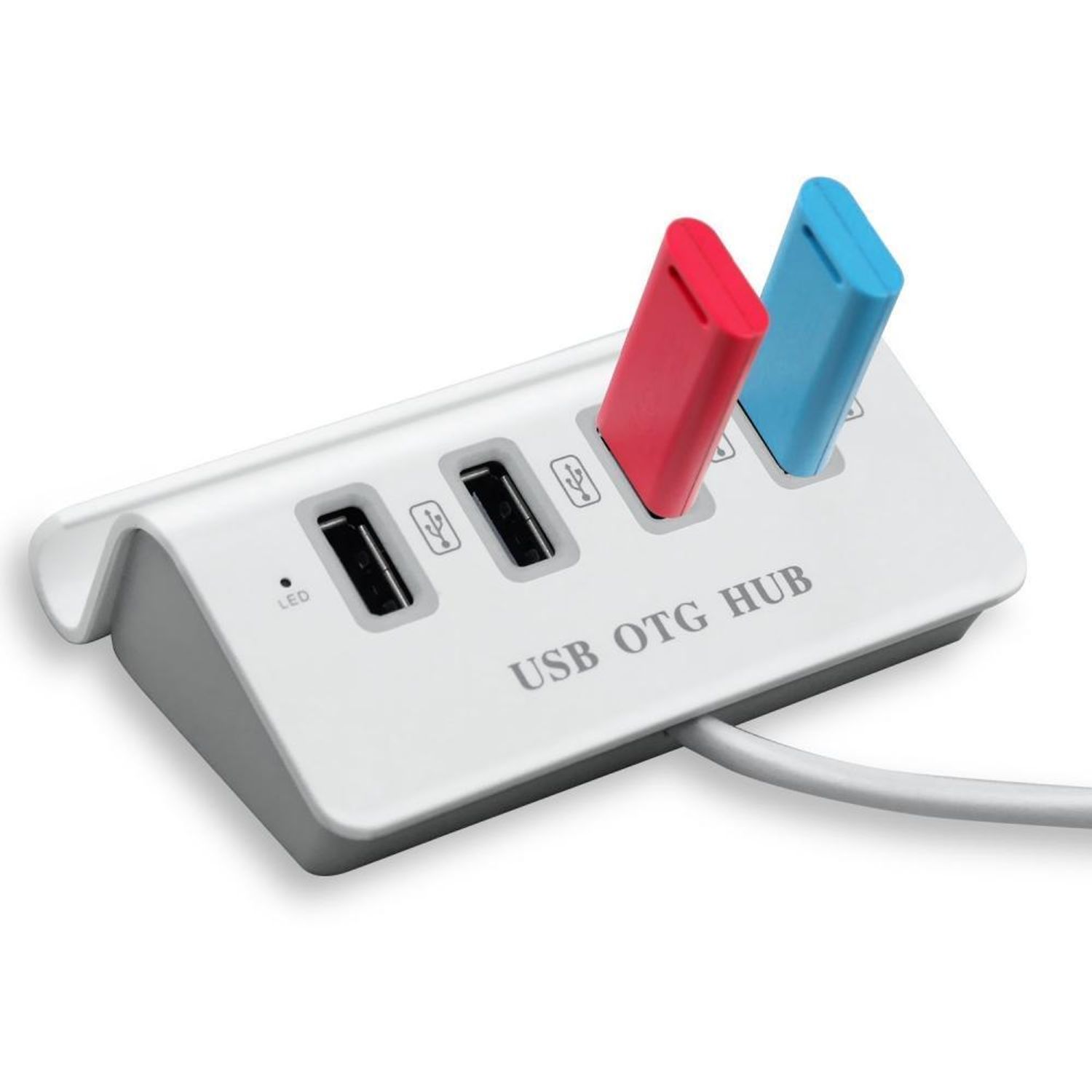 HUB USB2.0 OTG, 4 porturi, Splitter Multi-function, Dock pentru smartphone, LED activitate si incarcare, HOPE R fotografia produsului View 4 L