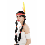 Peruca model indian cu pana pentru Halloween, negru, Gonga fotografia produsului