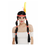 Peruca model indian cu pana pentru Halloween, negru, Gonga fotografia produsului View 2 S