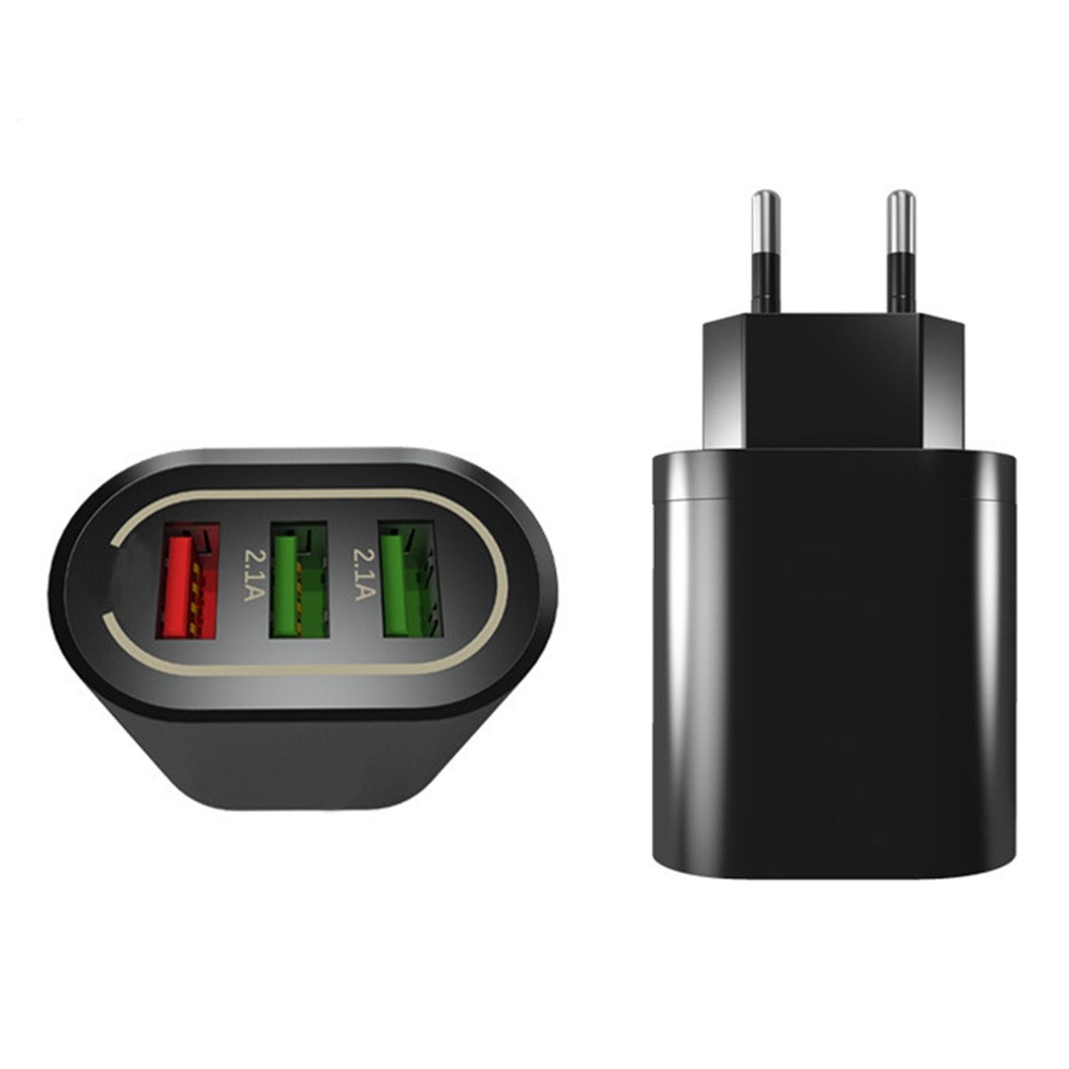 Adaptor priza cu 3 Porturi USB, negru, Gonga fotografia produsului View 3 L