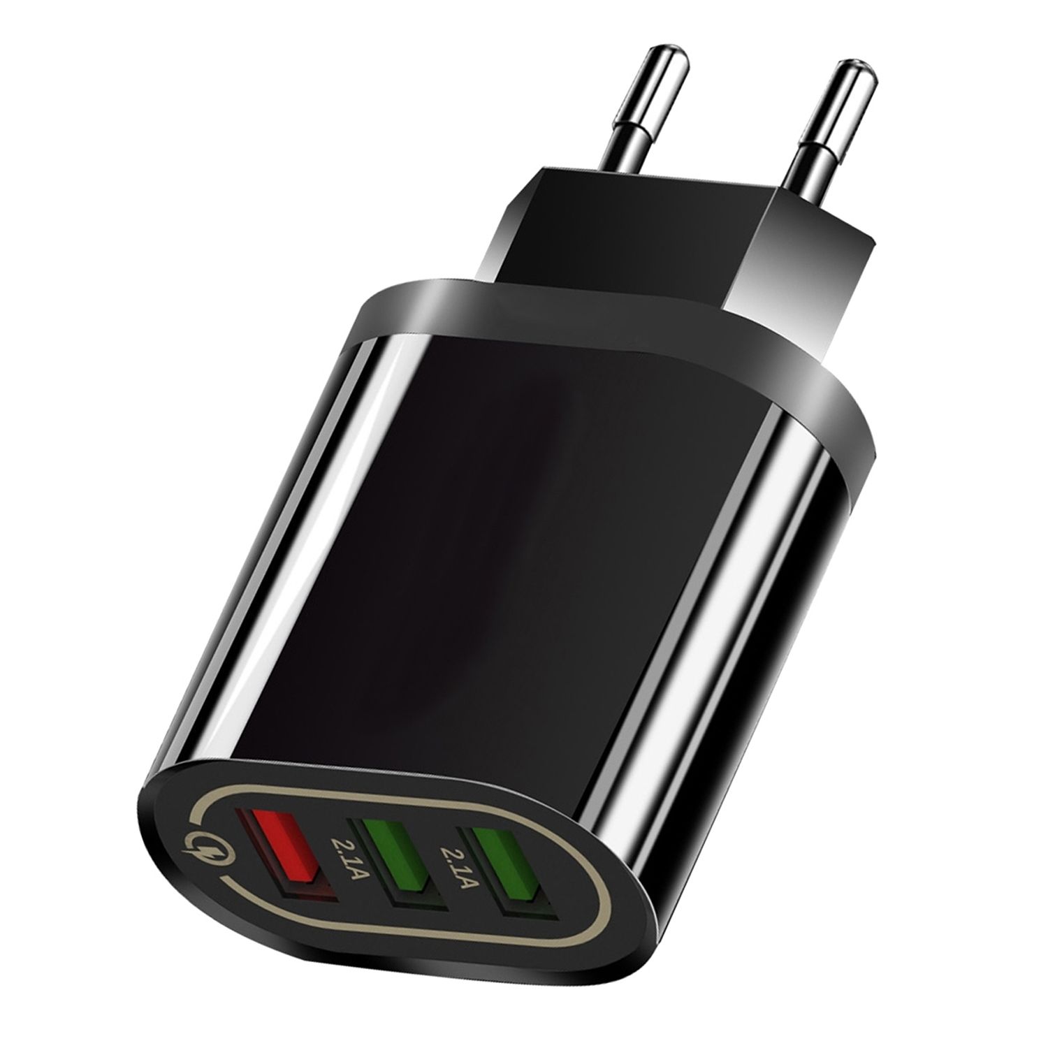 Adaptor priza cu 3 Porturi USB, negru, Gonga fotografia produsului View 4 L