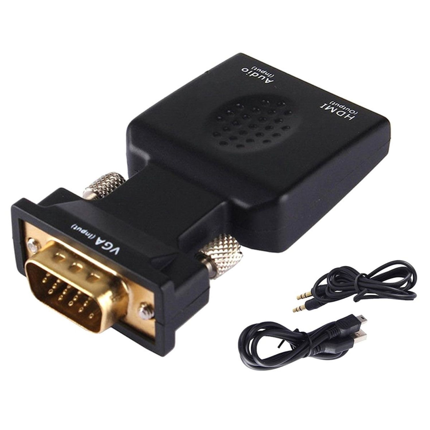 Adaptor Convertor HD38 de la VGA (D-Sub) + Audio la HDMI, Gonga fotografia produsului View 3 L