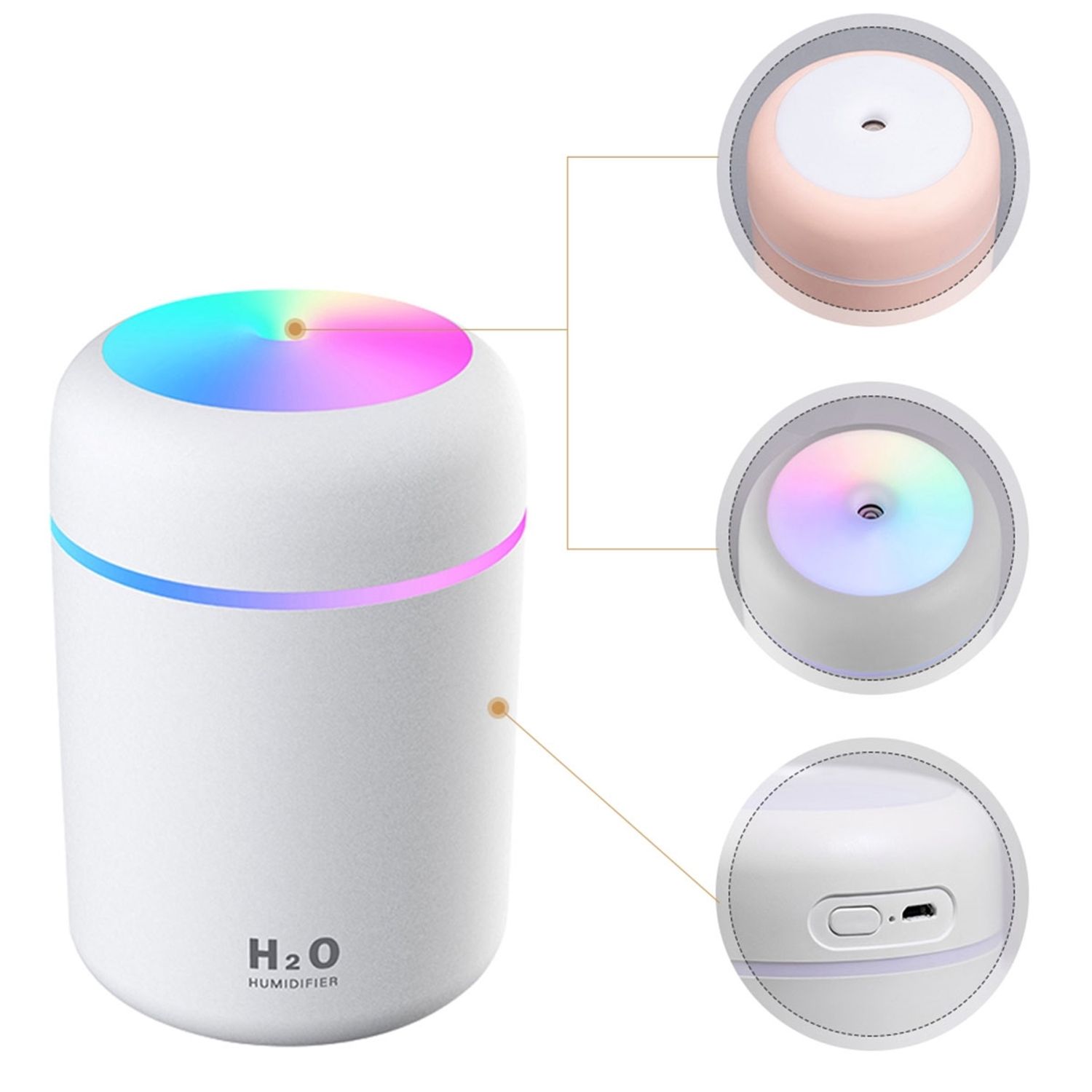 Umidificator de aer LED, Gonga fotografia produsului View 3 L