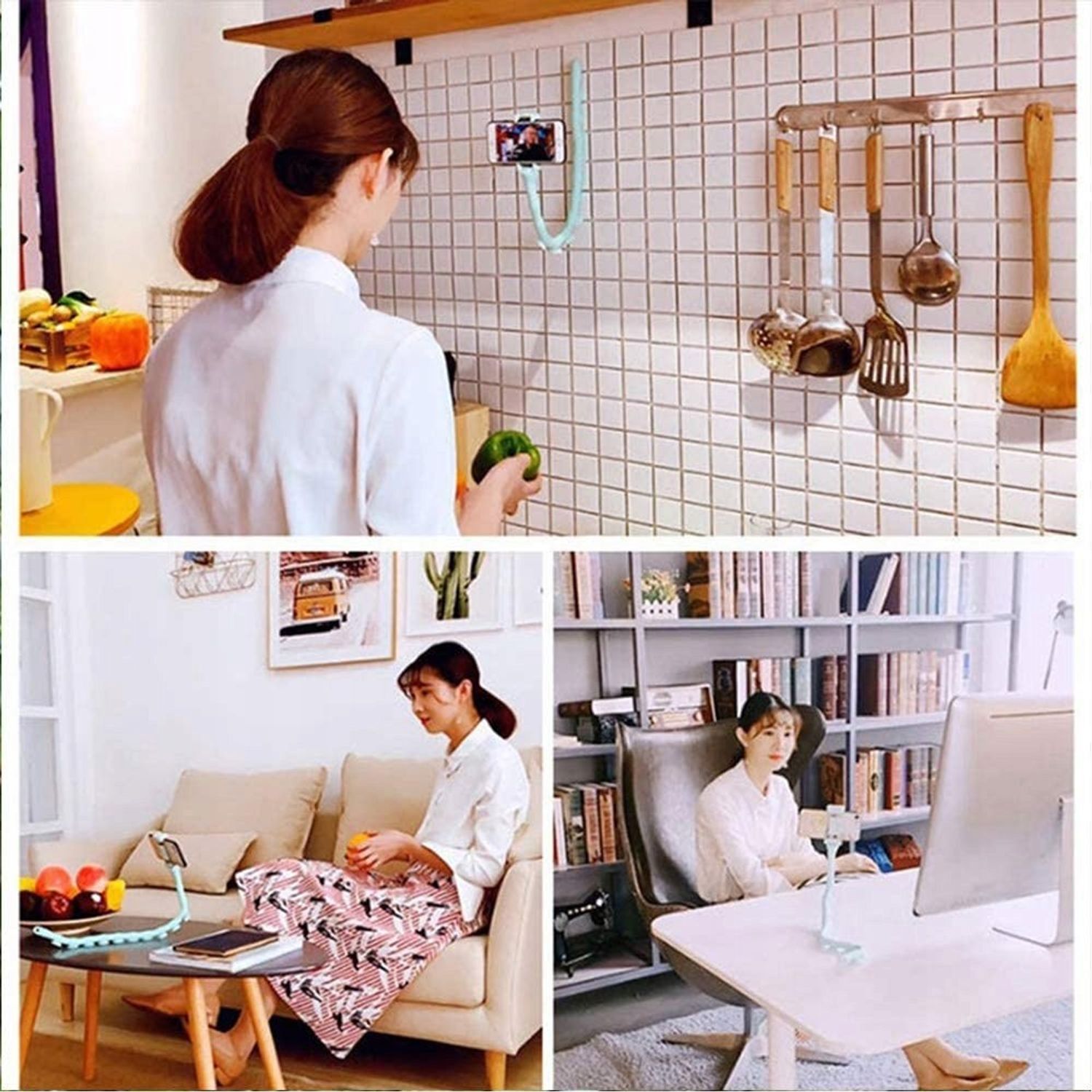 Suport flexibil pentru telefon cu ventuze, din silicon fotografia produsului View 5 L
