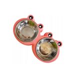 Castron dublu pentru animale de companie, inox si plastic fotografia produsului View 3 S