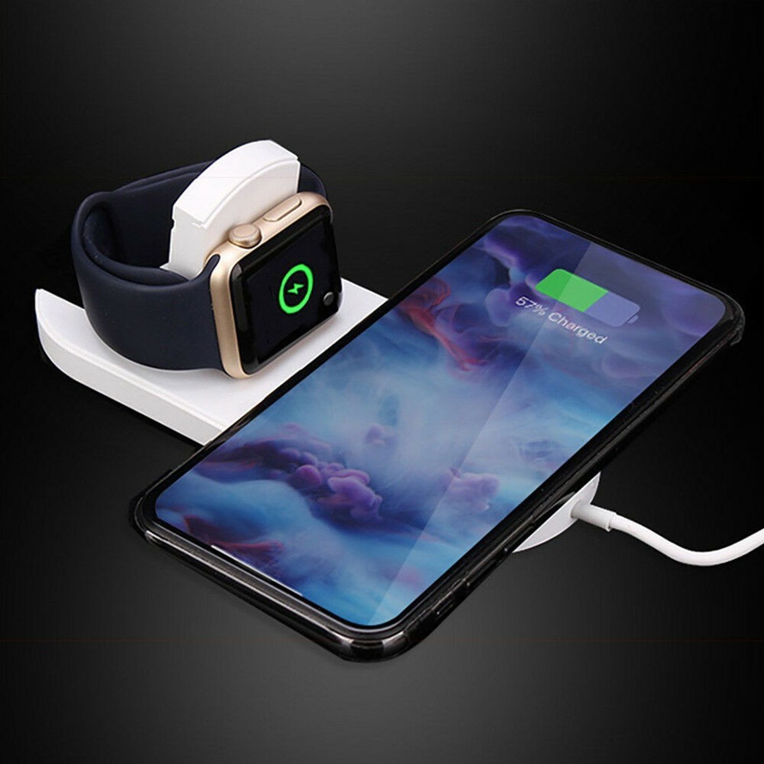 Incarcator universal wireless, 2 in 1, iPhone, alb fotografia produsului View 5 L