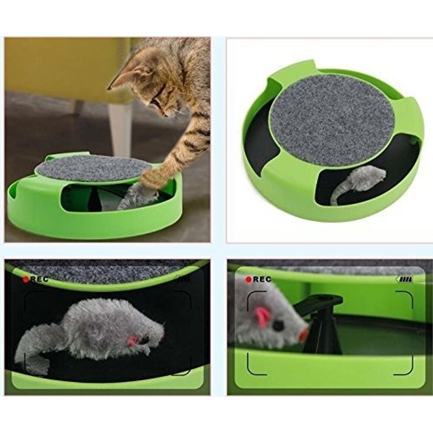 Jucarie interactiva Catch the Mouse pentru pisici, verde fotografia produsului View 3 L